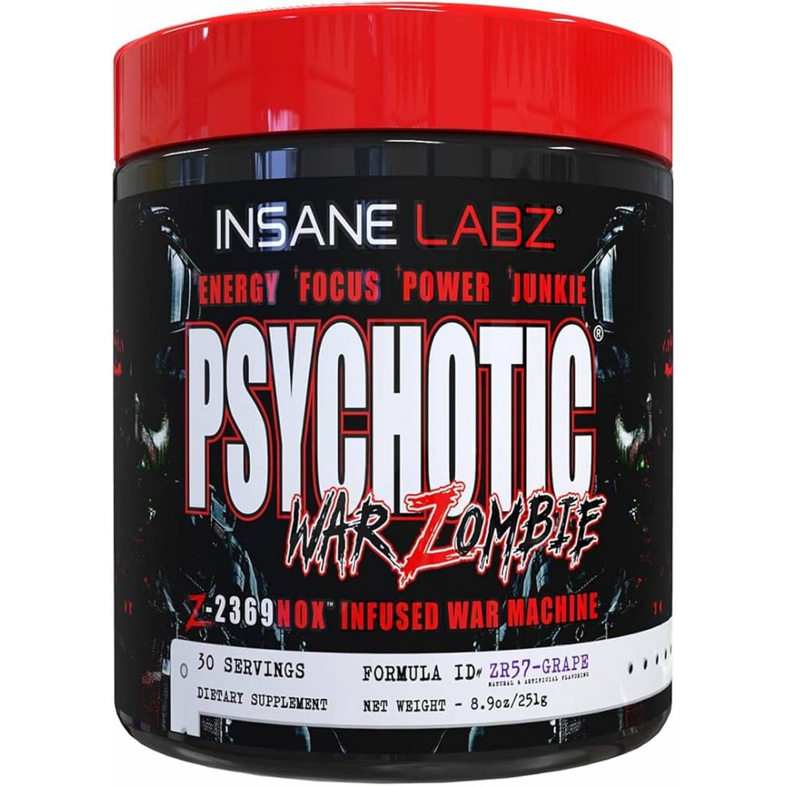 Pre entrenamiento óxido nítrico INSANE LABZ PSYCHOTIC WAR ZOMBIE 30 SERV 