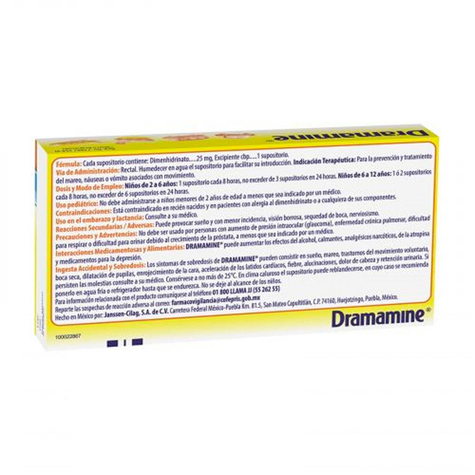 Supositorios Dramamine Infantiles 4 piezas 