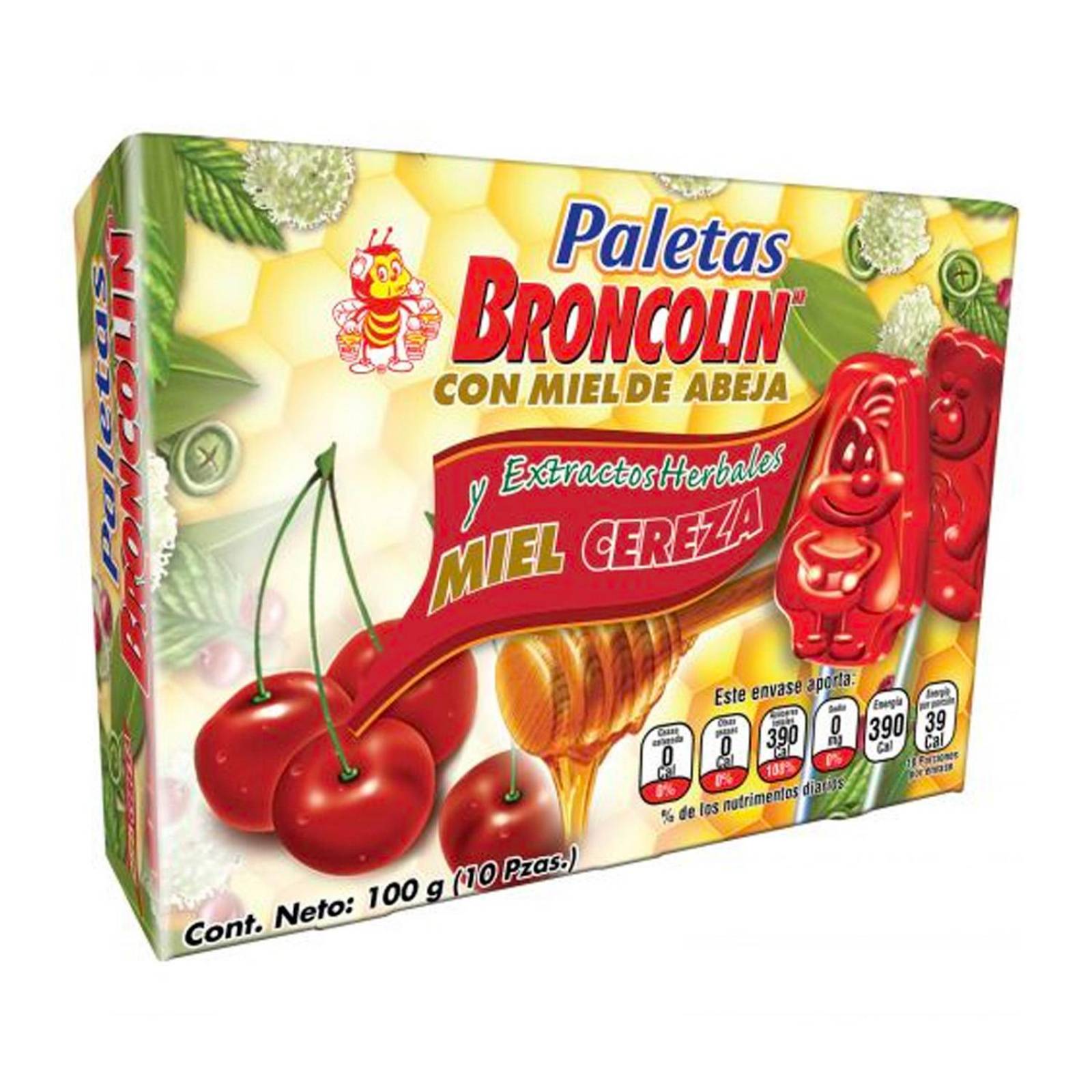 Paletas Broncolin Cereza 10 piezas 