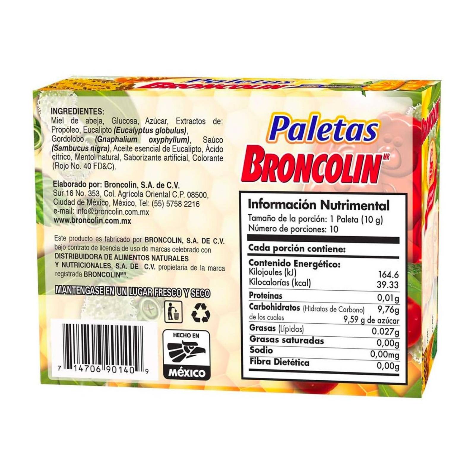 Paletas Broncolin Cereza 10 piezas 