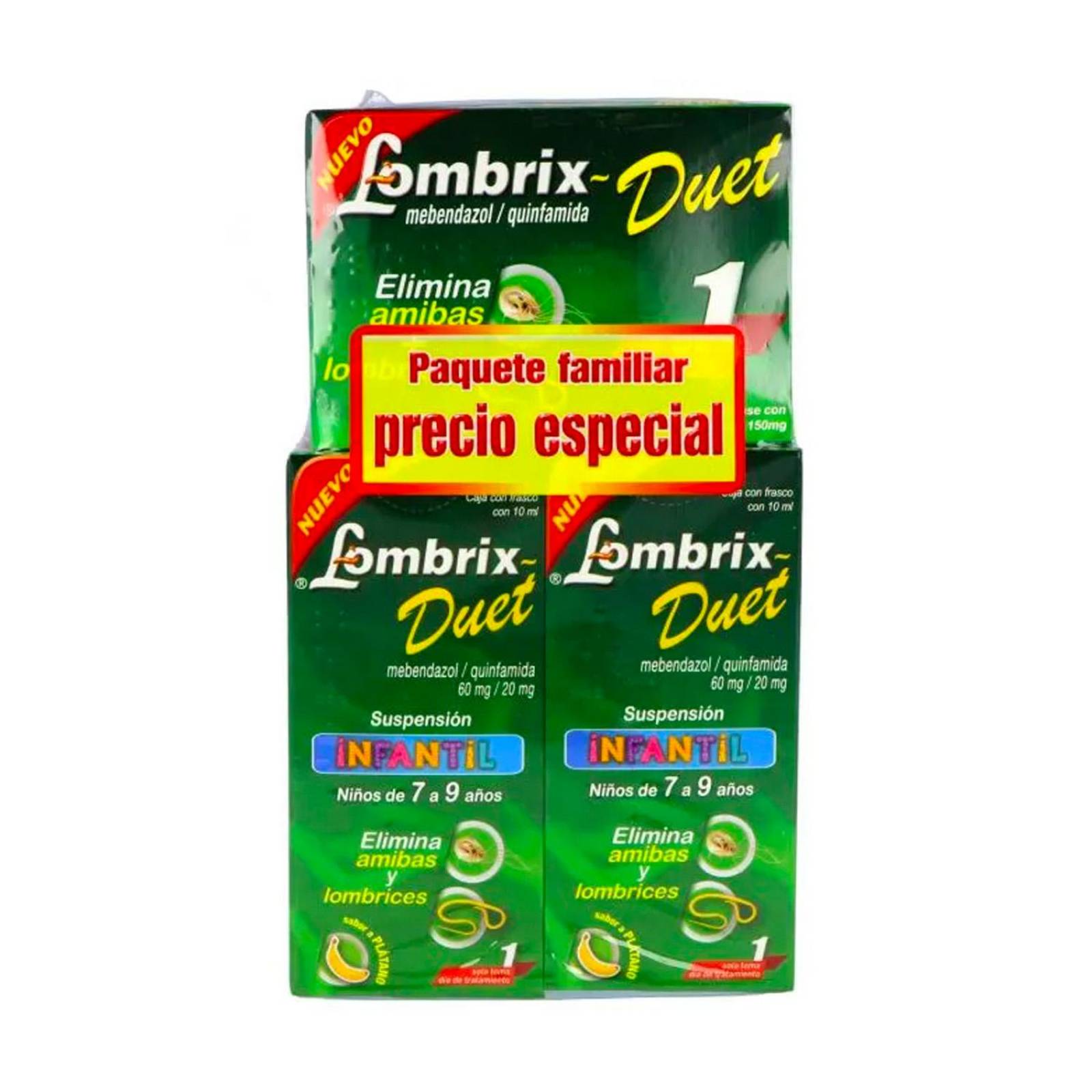 Paquete Familiar Lombrix Duet 2 frascos con 2 tabletas 