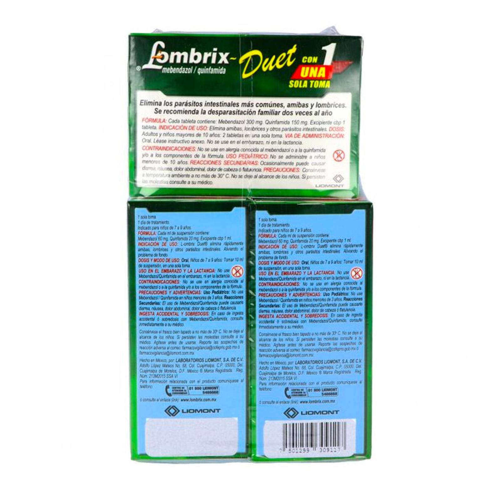 Paquete Familiar Lombrix Duet 2 frascos con 2 tabletas 