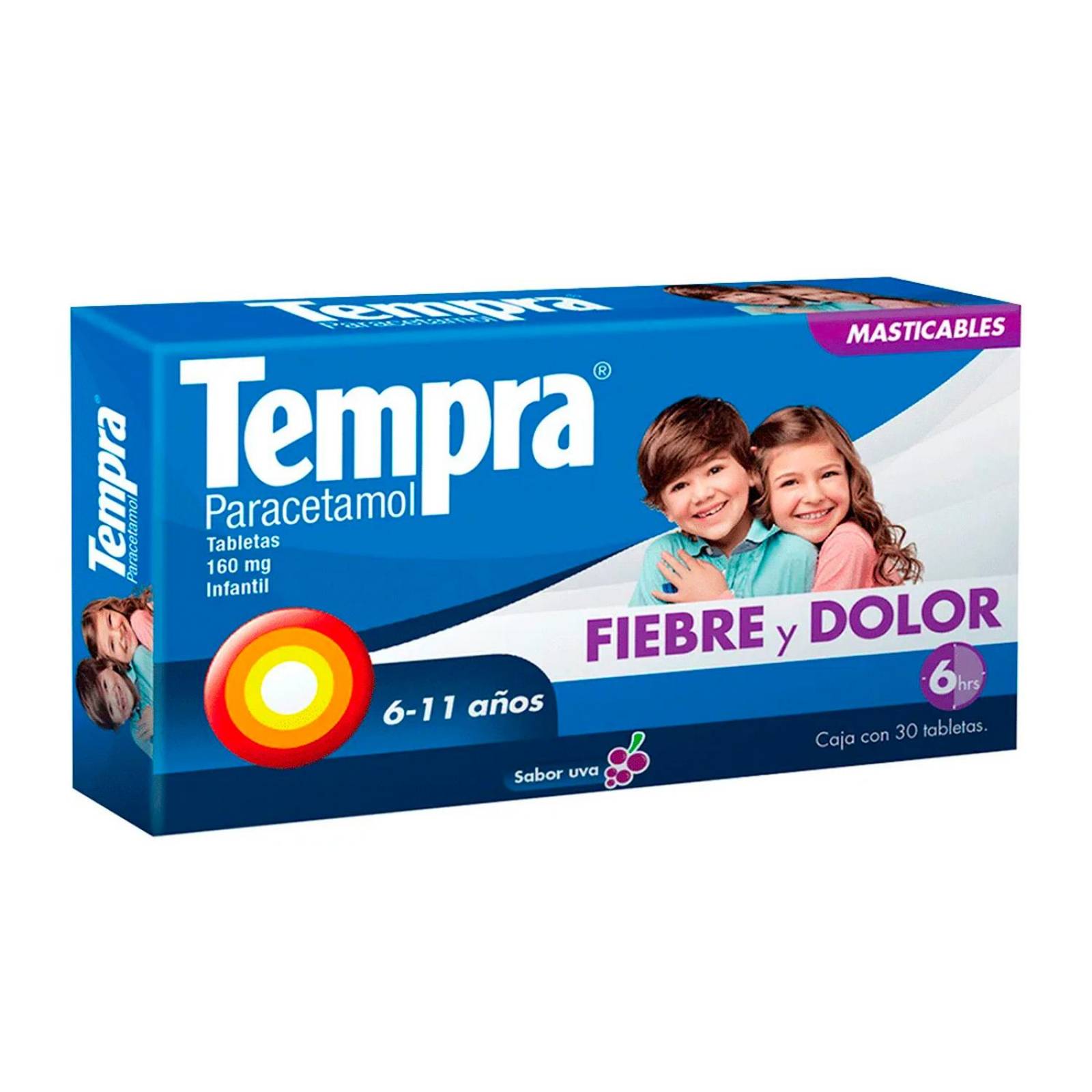 Paracetamol Tempra Infantil 160 mg 30 tabletas masticables