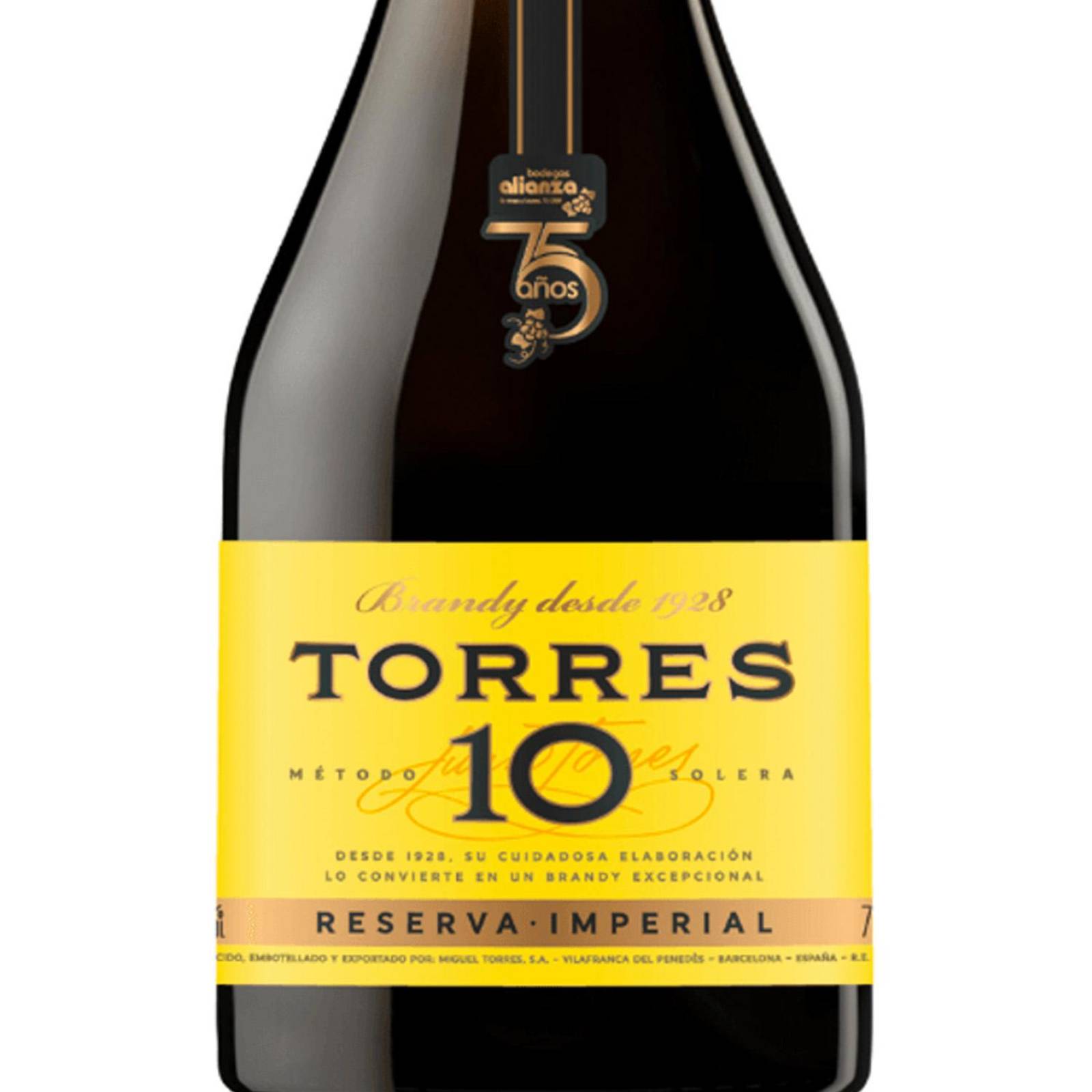 Pack de 6 Brandy Torres 10 Alianza 75 Aniv. 700 ml 