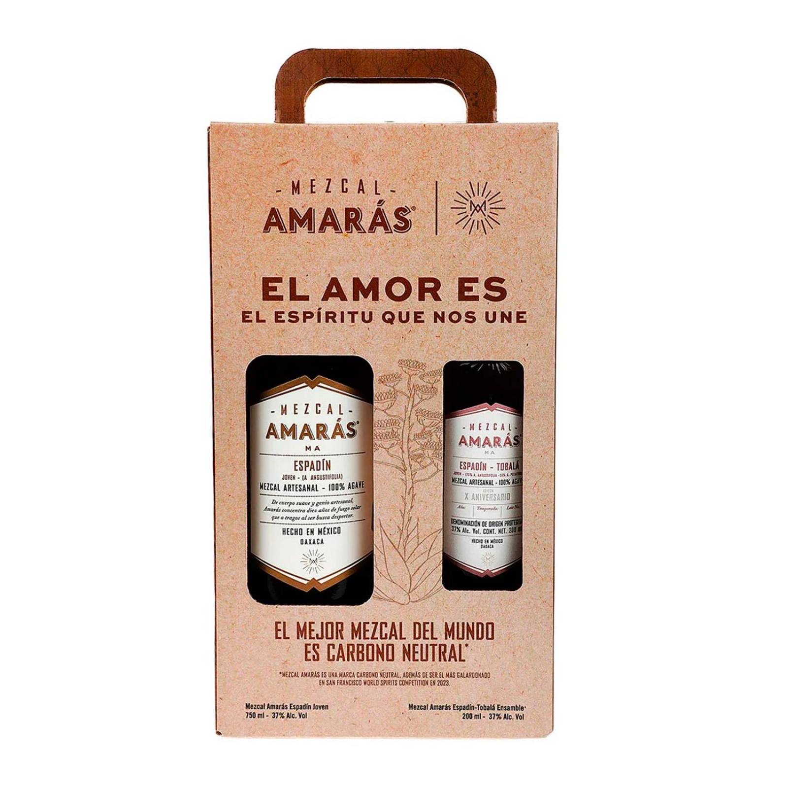 Pack de 2 Mezcal Amaras Joven Espadin 750 ml + Espadin-Tobala 200 ml 