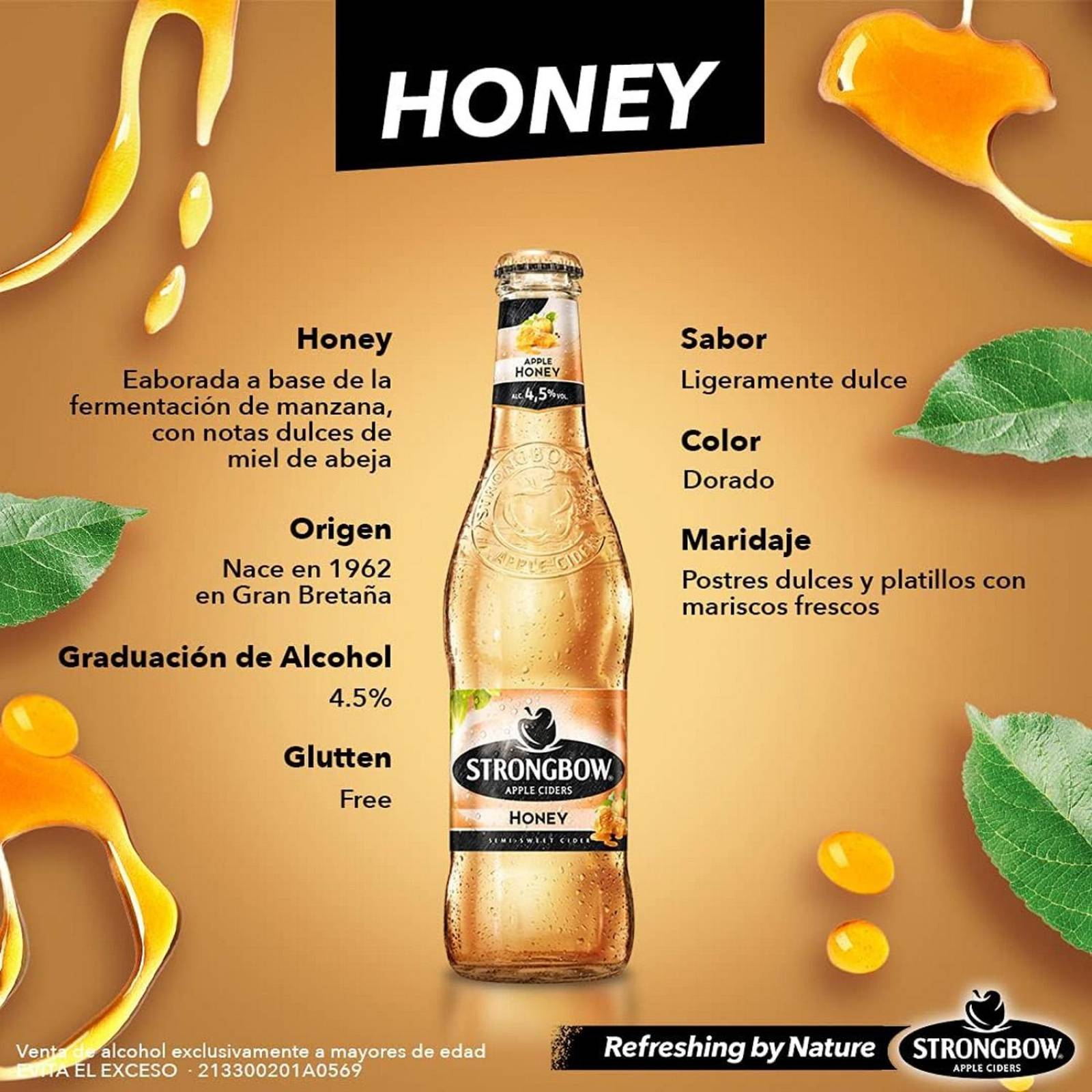 Bebida alcohólica Strongbow Apple Ciders Honey 330 ml 