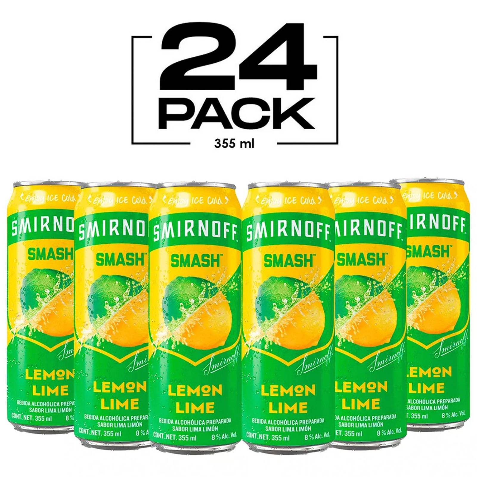 Pack de 24 Bebida Preparada Smirnoff Smash Lemon Lime Lata 355 ml