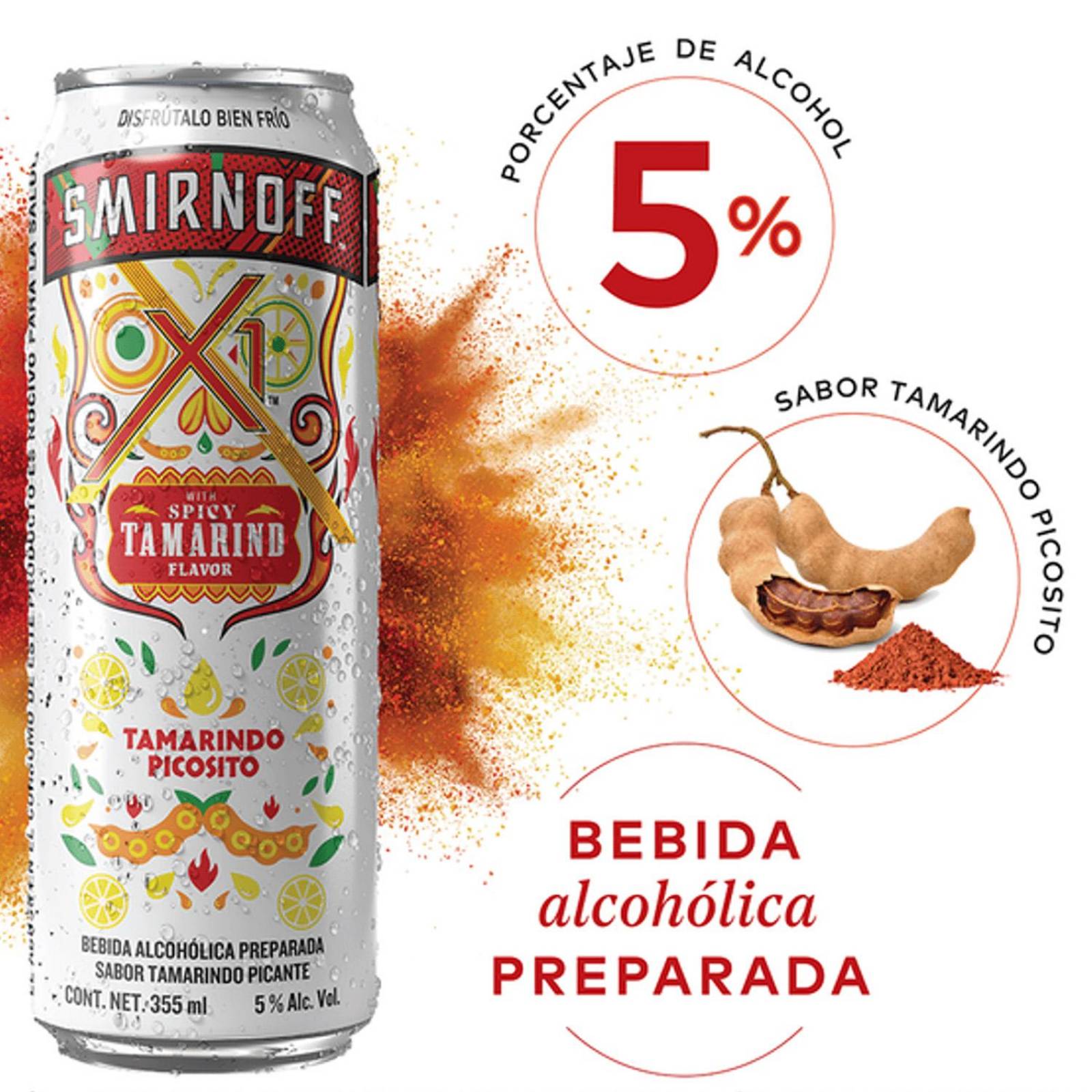 Pack de 24 Bebida Preparada Smirnoff Spicy Tamarind Lata 355 ml 