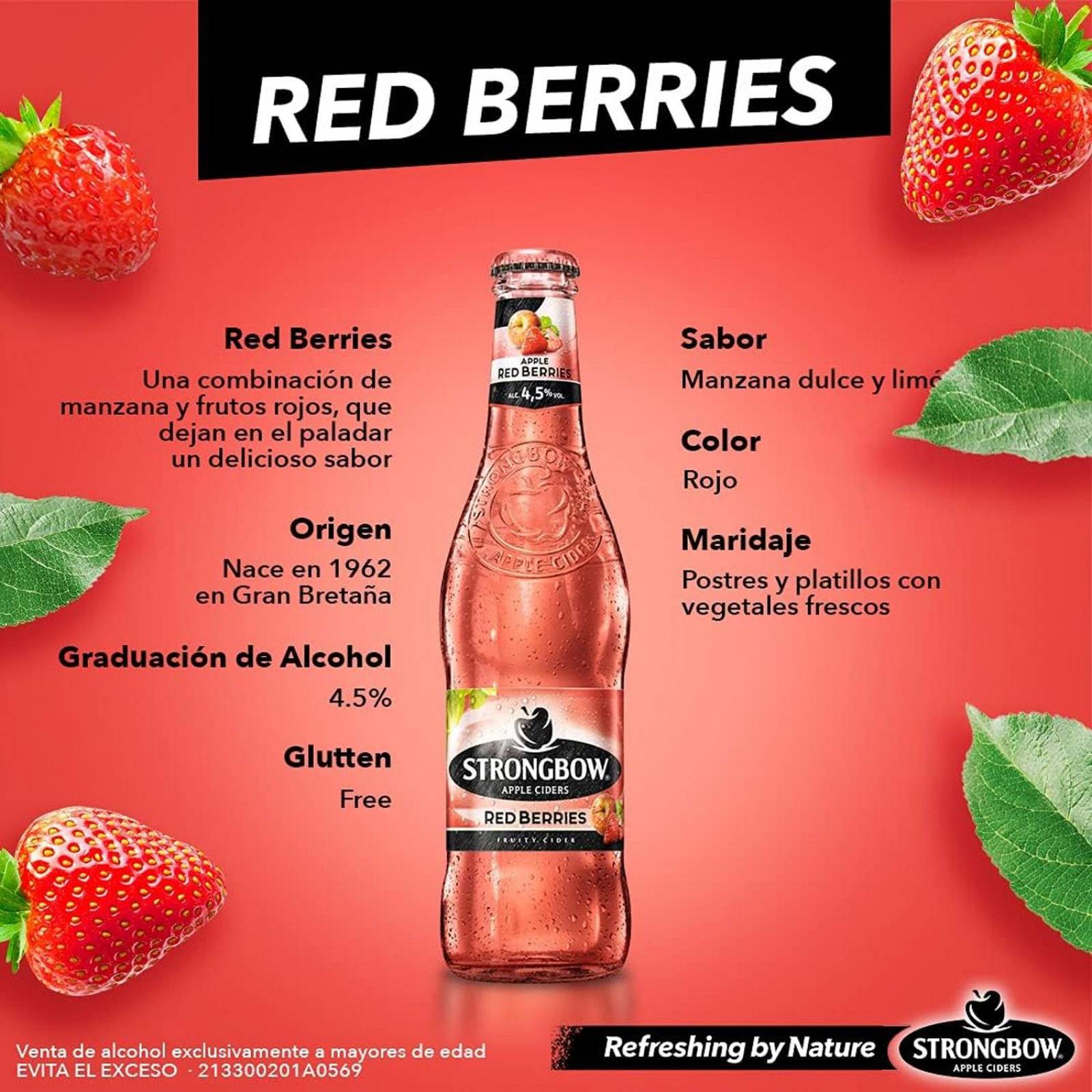 Pack de 12 Bebida alcohólica Strongbow Apple Ciders Red Berries 330 ml