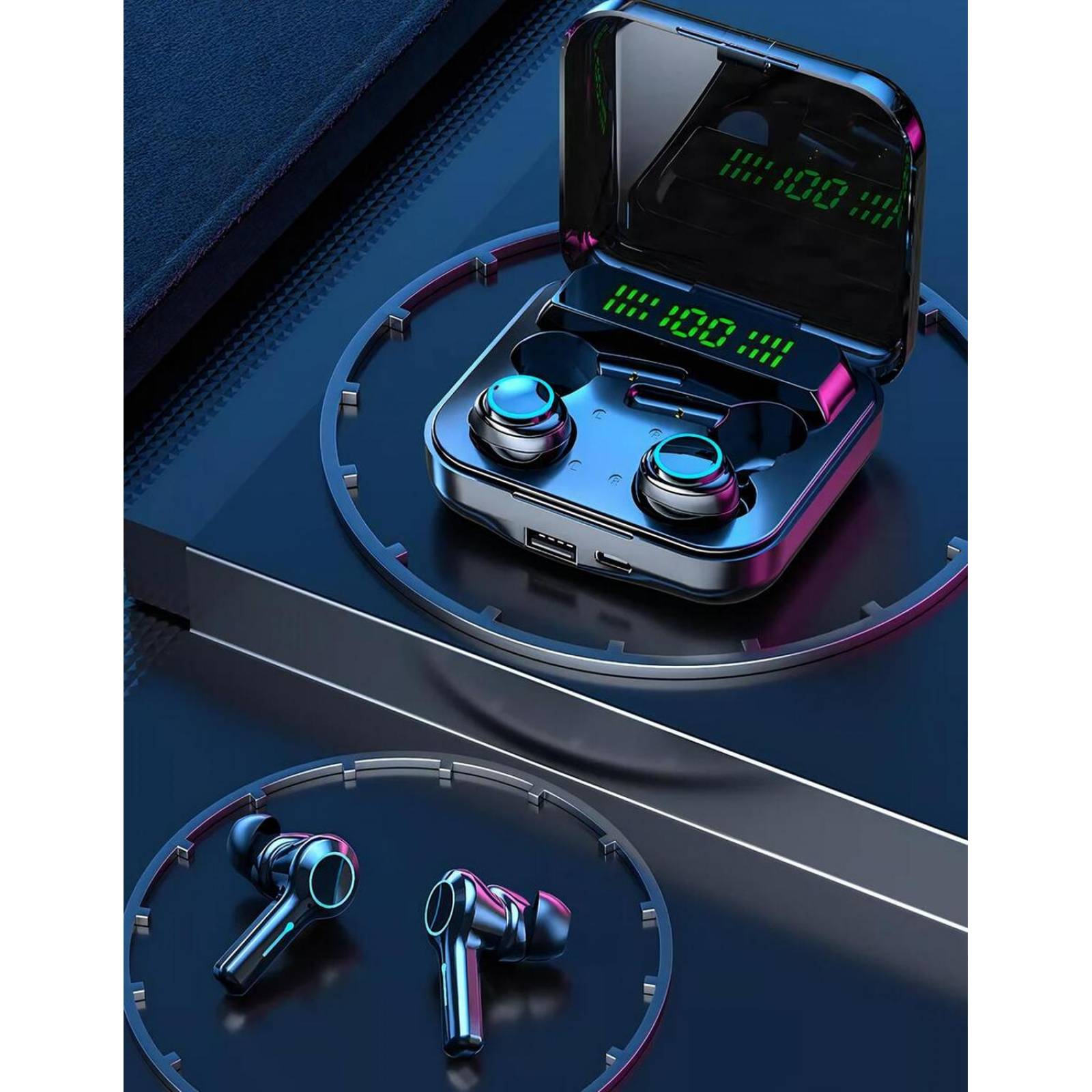 Set de Audifonos Tws Inalambricos Con Estuche de Carga ET008 