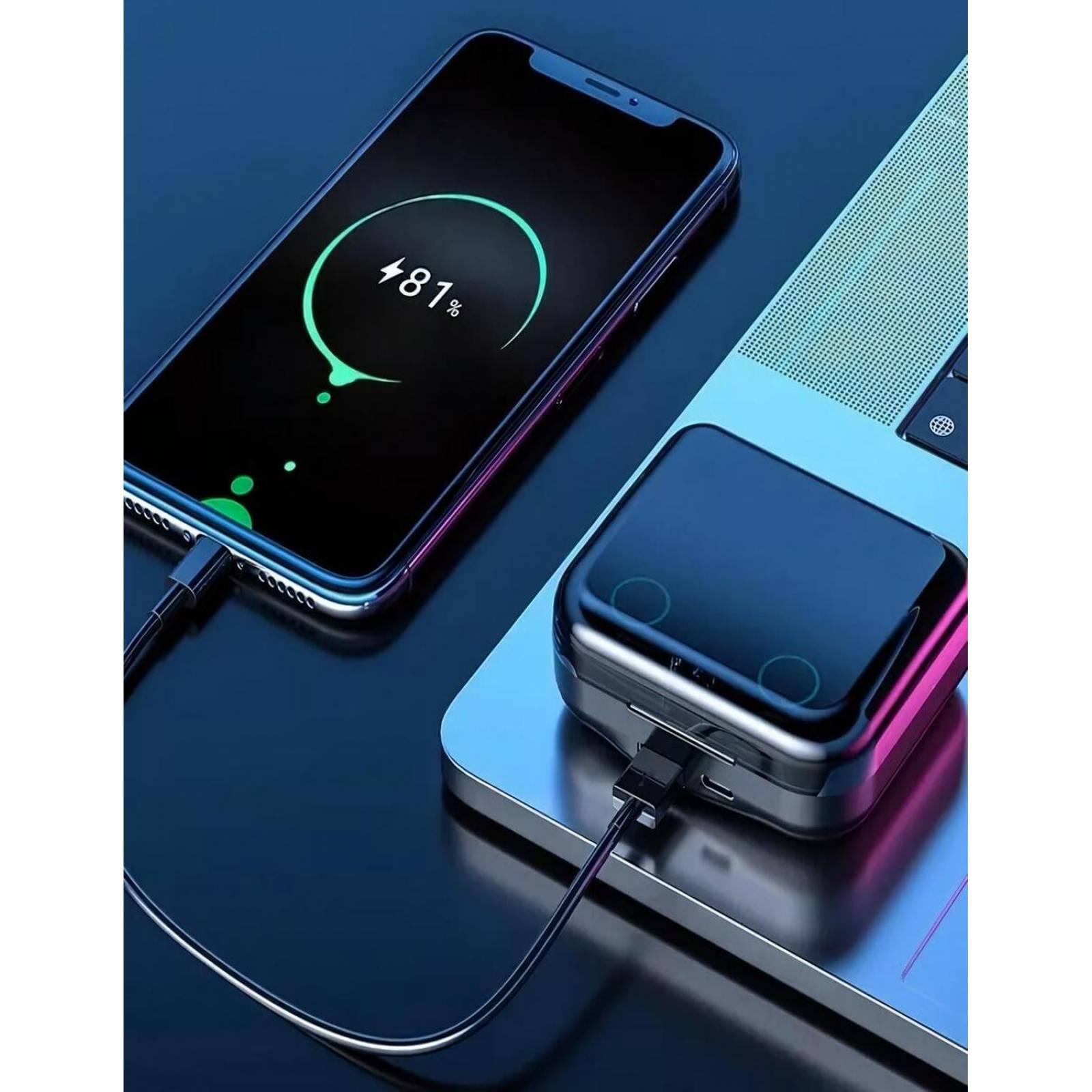 Set de Audifonos Tws Inalambricos Con Estuche de Carga ET008 