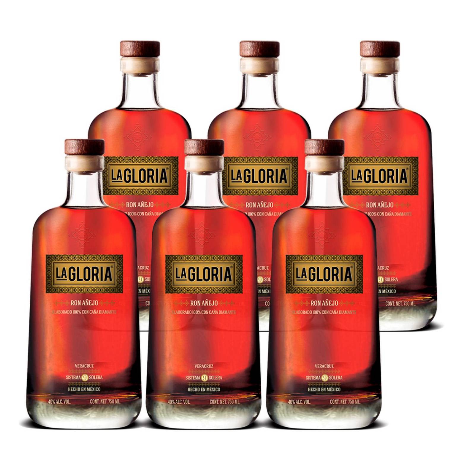 Pack de 6 Ron La Gloria Añejo 750 ml 