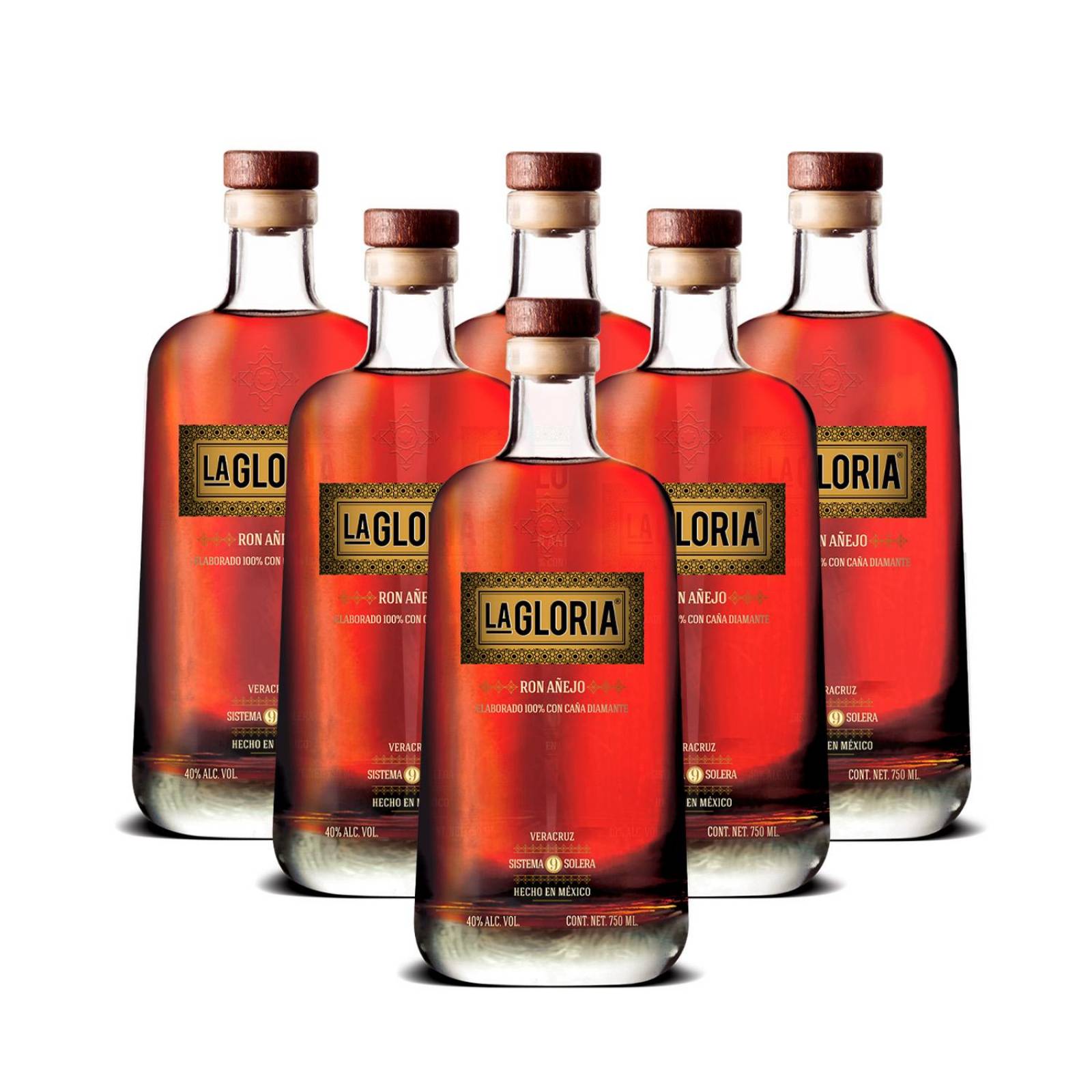 Pack de 6 Ron La Gloria Añejo 750 ml 
