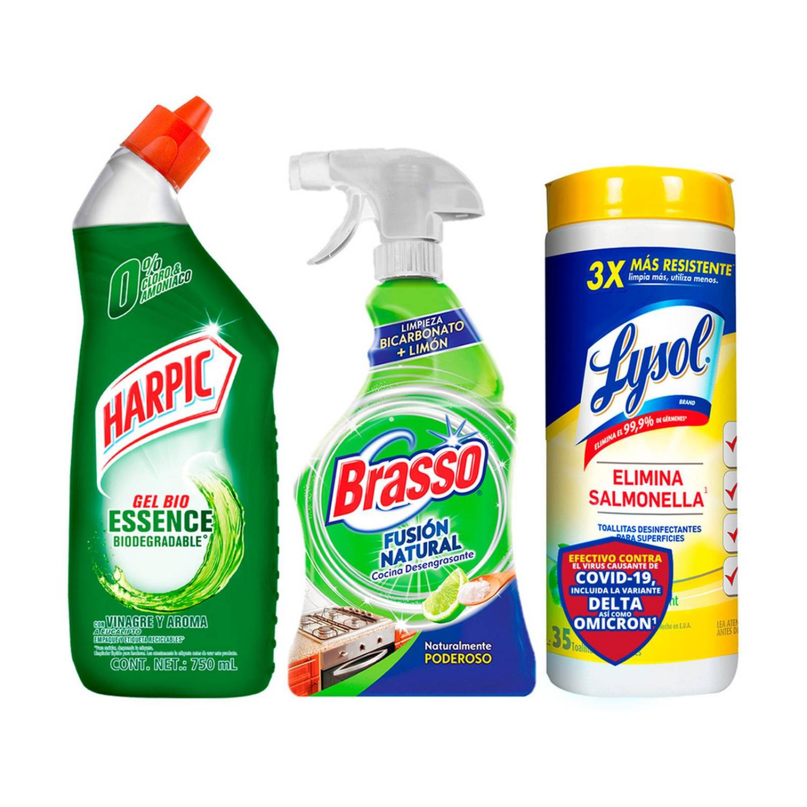 Pack Cocina Brasso+Limpiador Harpic+Toallitas Lysol