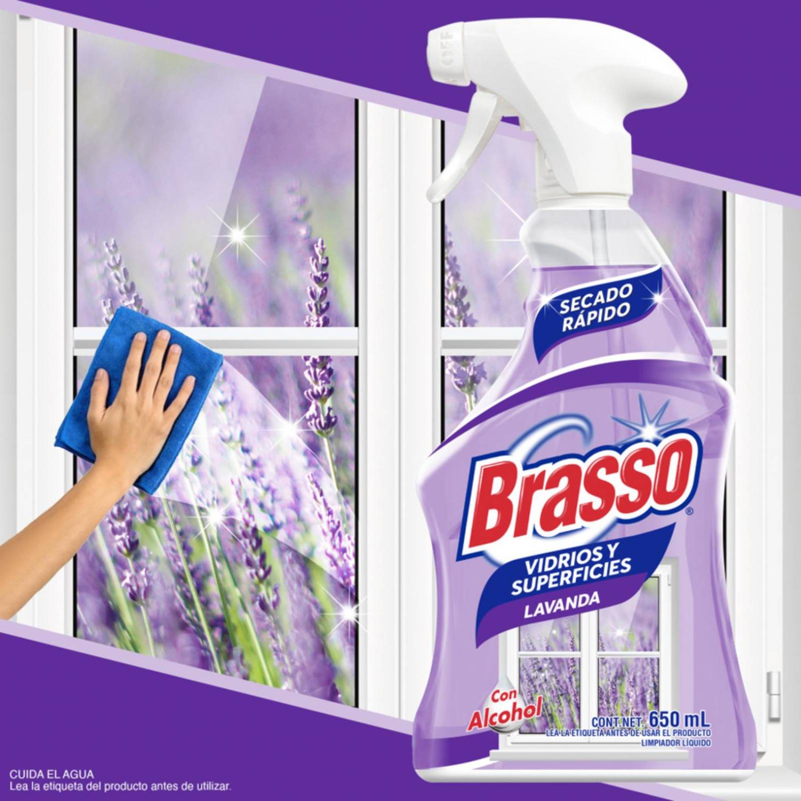 Limpiador Brasso para Vidrios y Superficies Lavanda 650 ml 