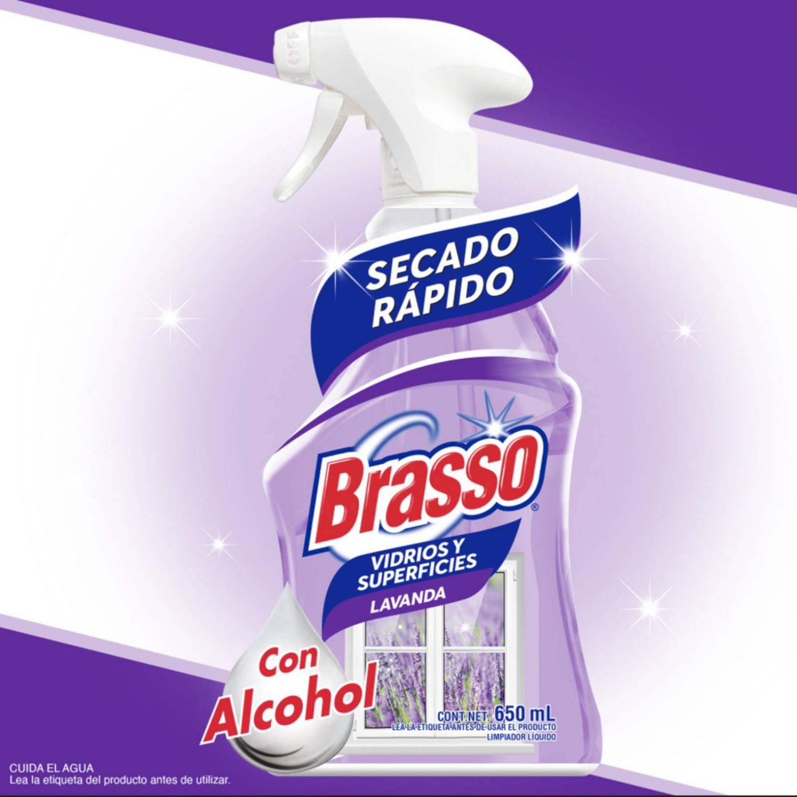 Limpiador Brasso para Vidrios y Superficies Lavanda 650 ml 