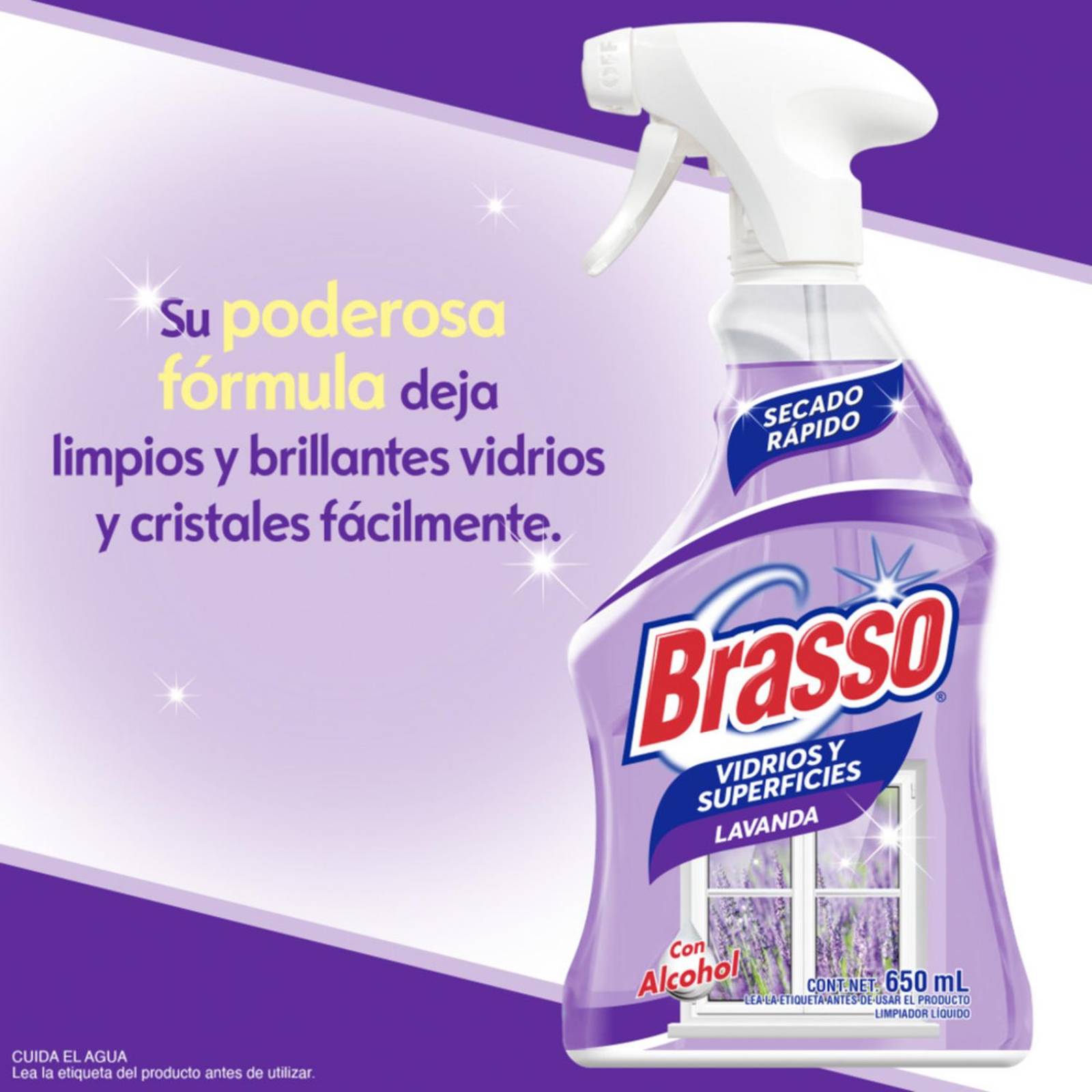 Limpiador Brasso para Vidrios y Superficies Lavanda 650 ml 