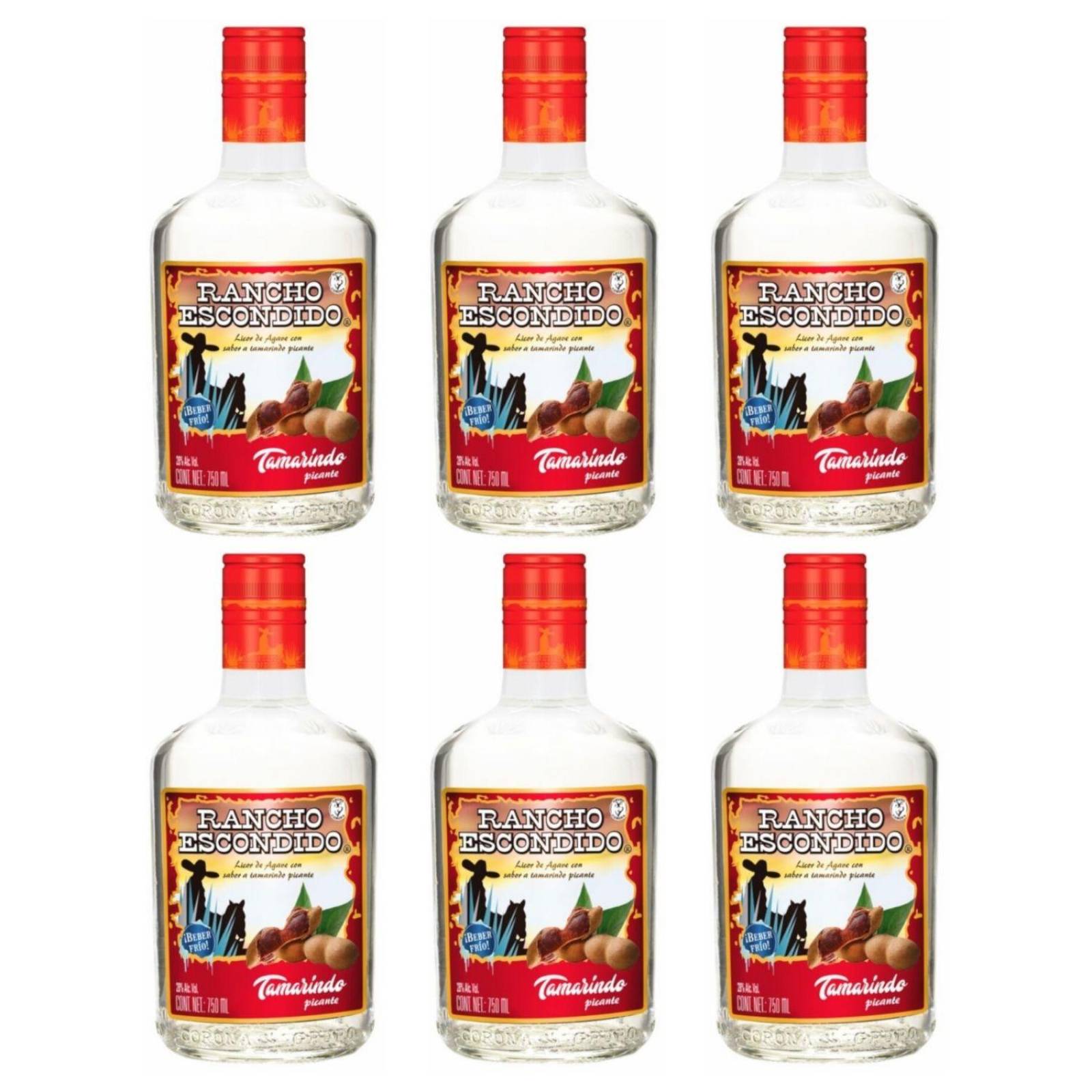 Pack de 6 Licor de Agave Rancho Escondido Tamarindo 750 ml 