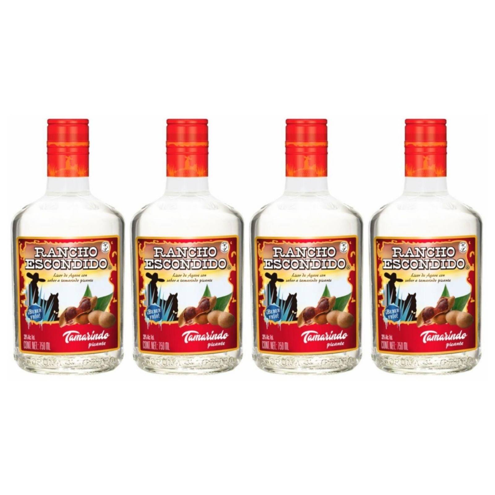 Pack de 4 Licor de Agave Rancho Escondido Tamarindo 750 ml 