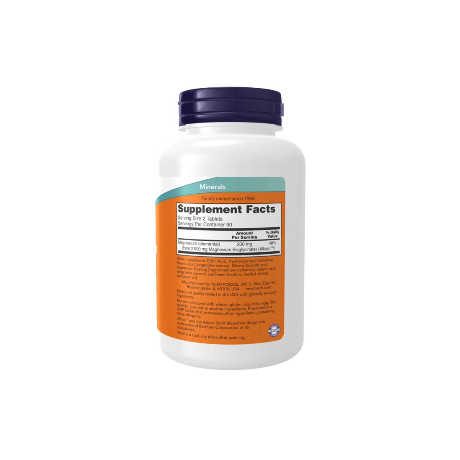 Vitaminas NOW Glicinato De Magnesio 200 mg 180 Tabs 