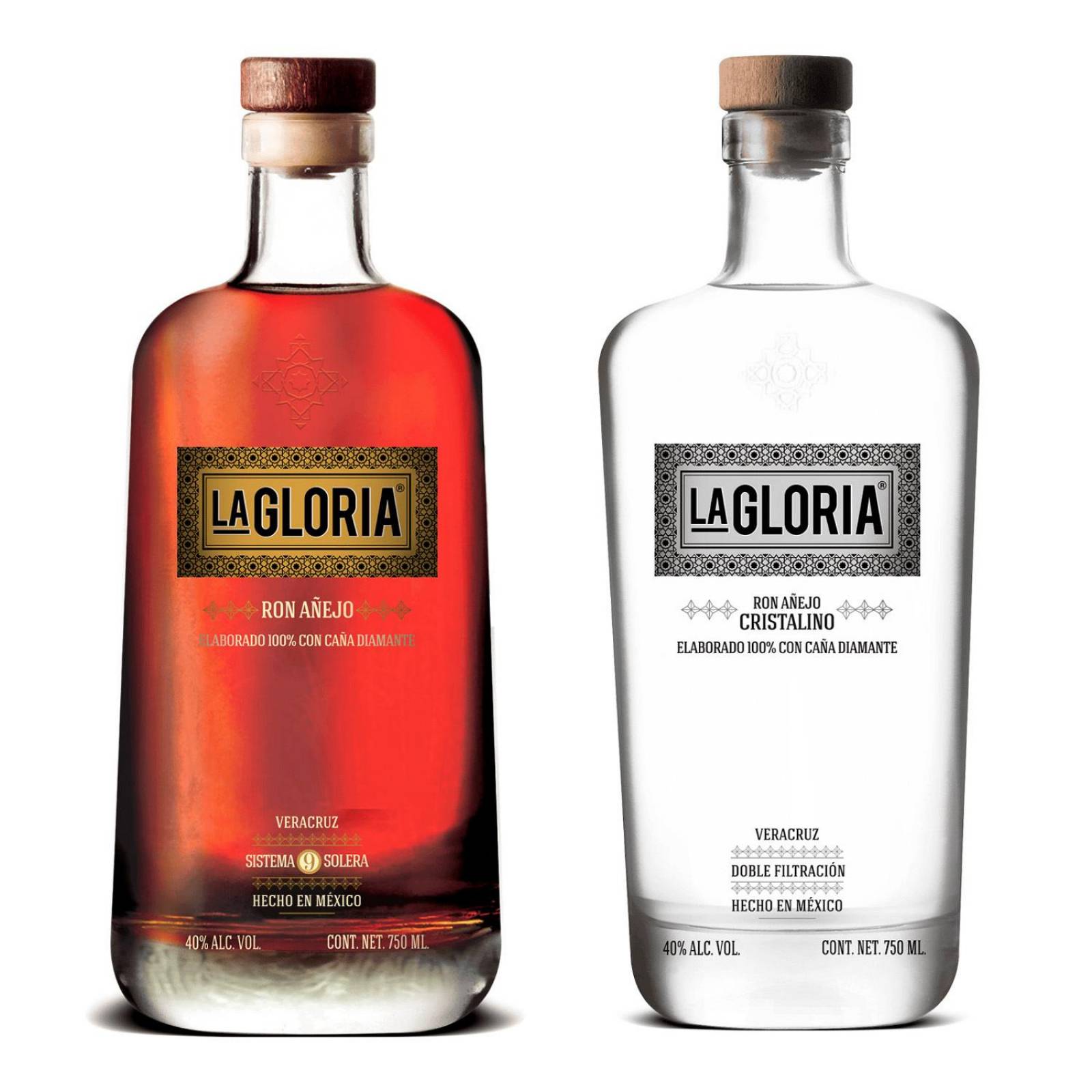 Pack Mixto Ron La Gloria Añejo 750 ml + Cristalino 750 ml 