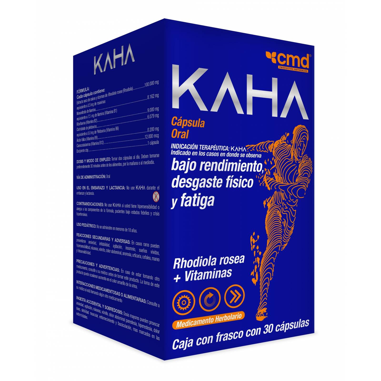 KAHA RHODIOLA ROSEA + VITAMINASB1-B2-B6-B9-B12 CAJA CON FRASCO CON 30 CAPSULAS