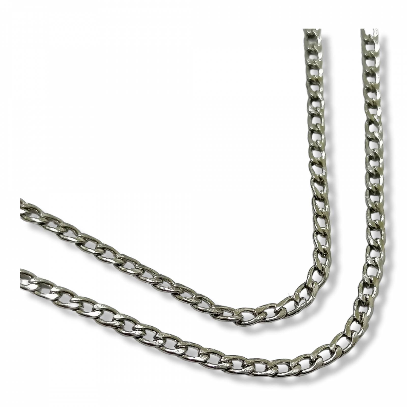 Cadena tejido bilbao de 50cms - 2mm de acero inoxidable plateado