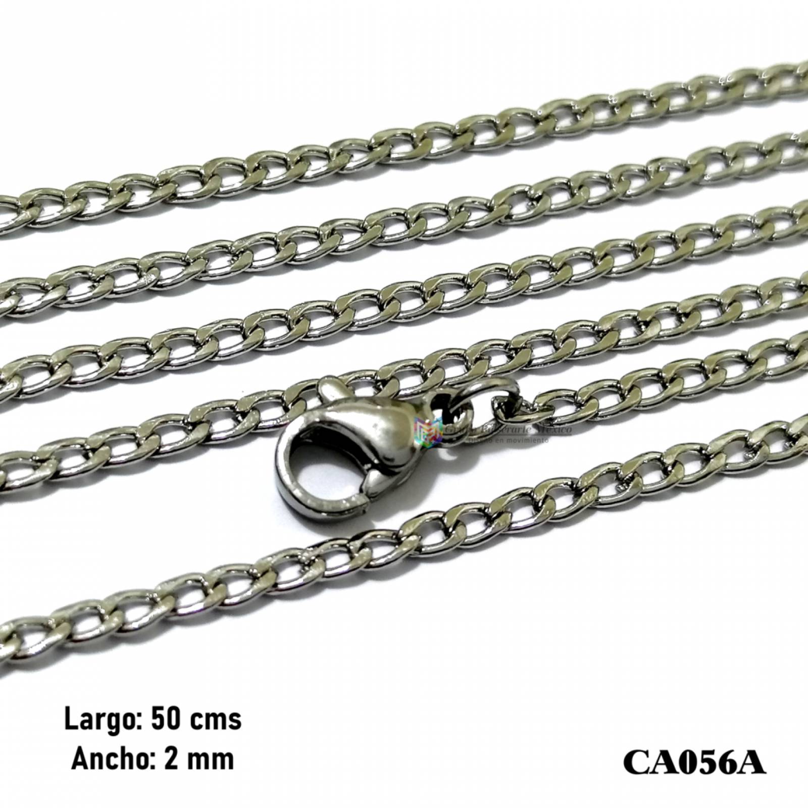 Cadena tejido bilbao de 50cms - 2mm de acero inoxidable plateado
