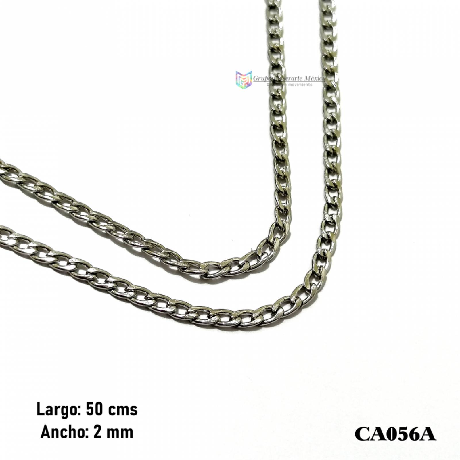 Cadena tejido bilbao de 50cms - 2mm de acero inoxidable plateado
