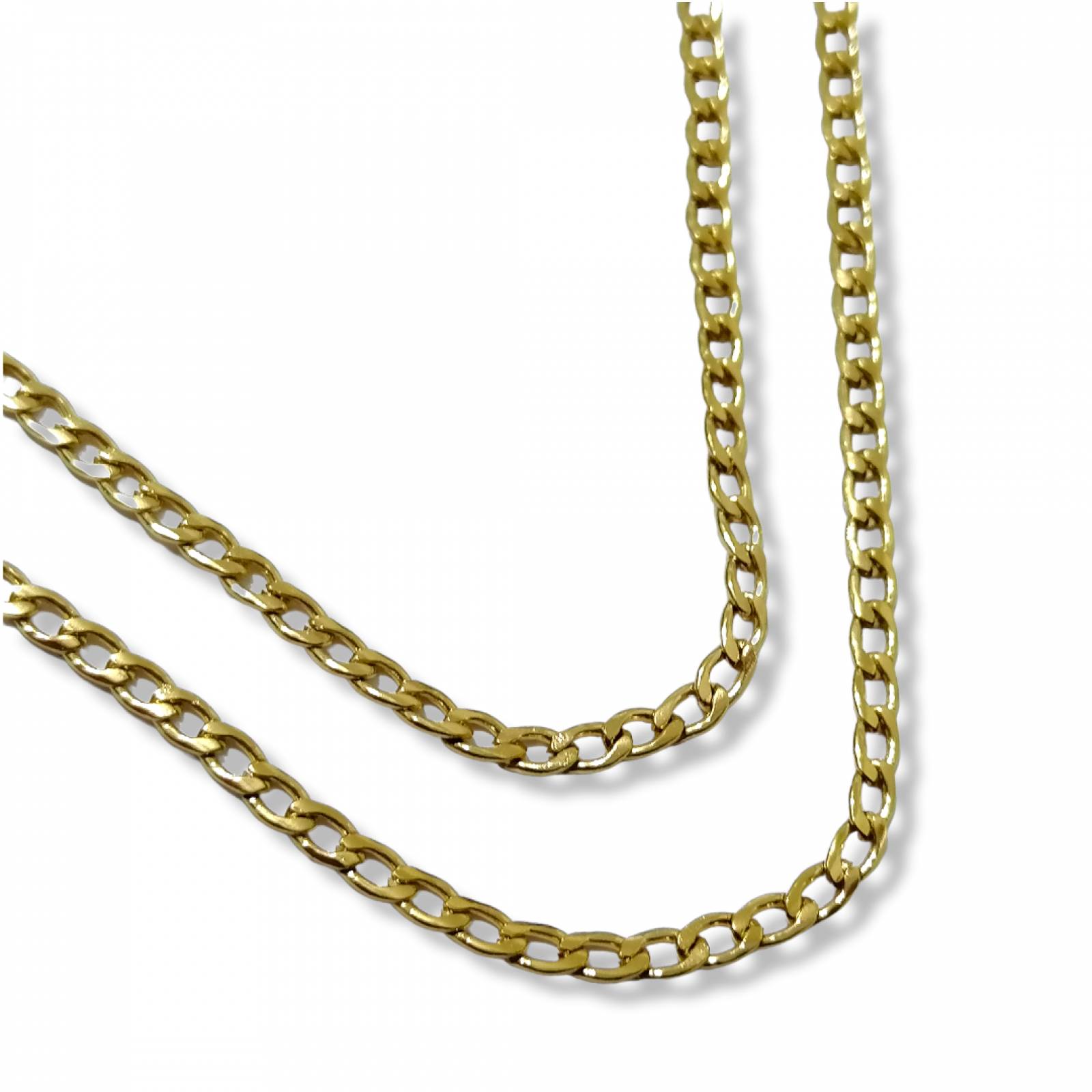 Cadena tejido bilbao de 50cms - 2mm de acero inoxidable dorado