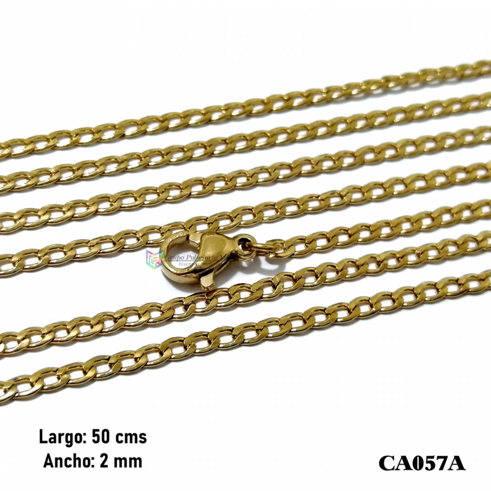 Cadena tejido bilbao de 50cms - 2mm de acero inoxidable dorado