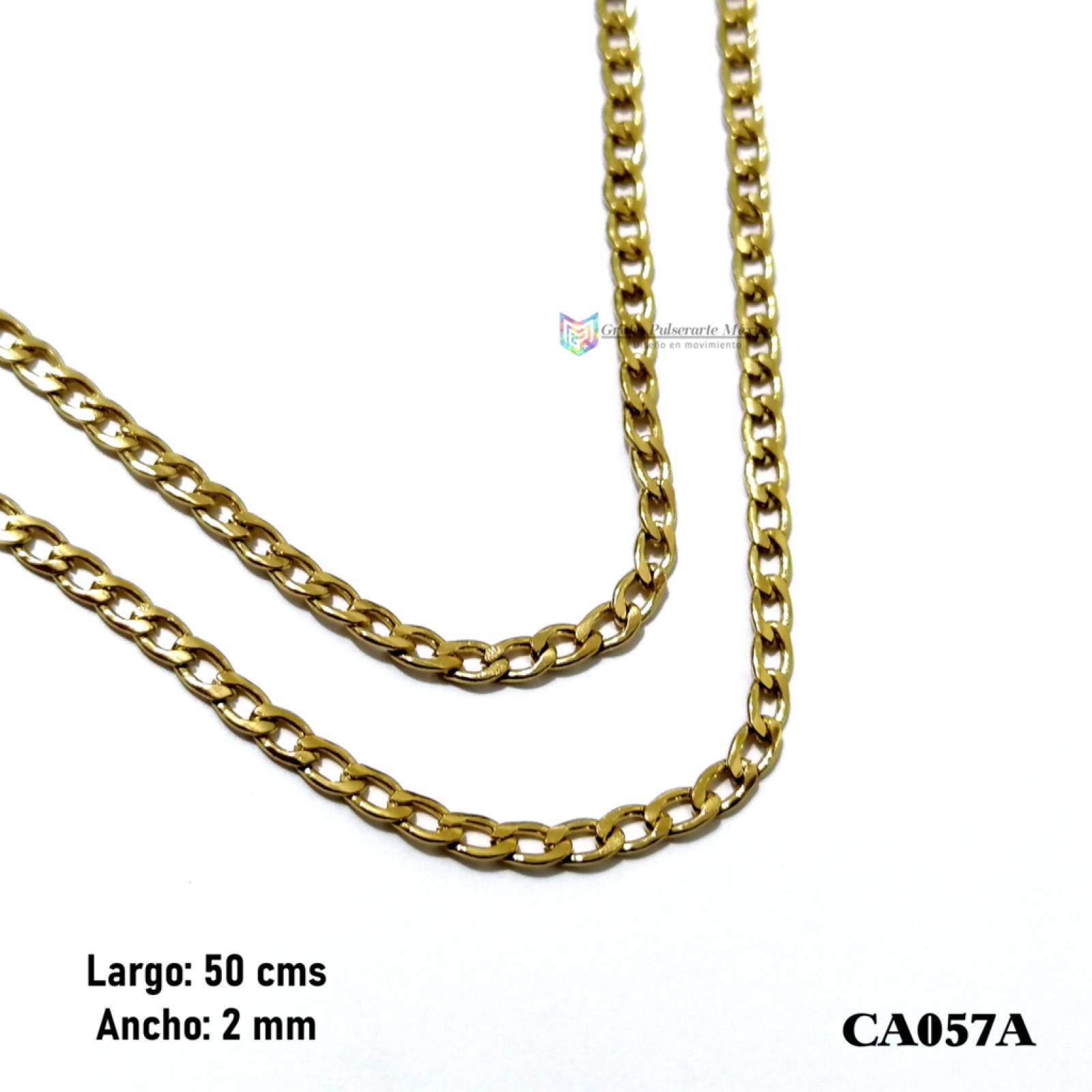 Cadena tejido bilbao de 50cms - 2mm de acero inoxidable dorado