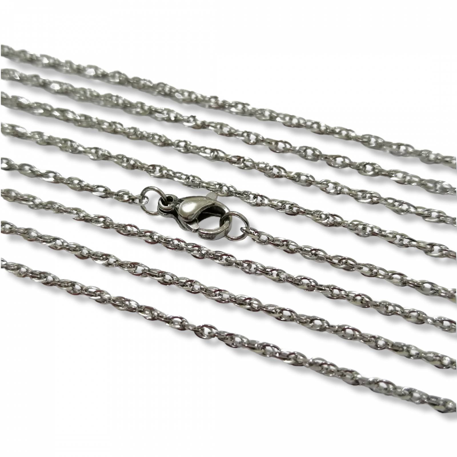 Cadena tipo torzal-2 de 50cms de acero inoxidable plateado