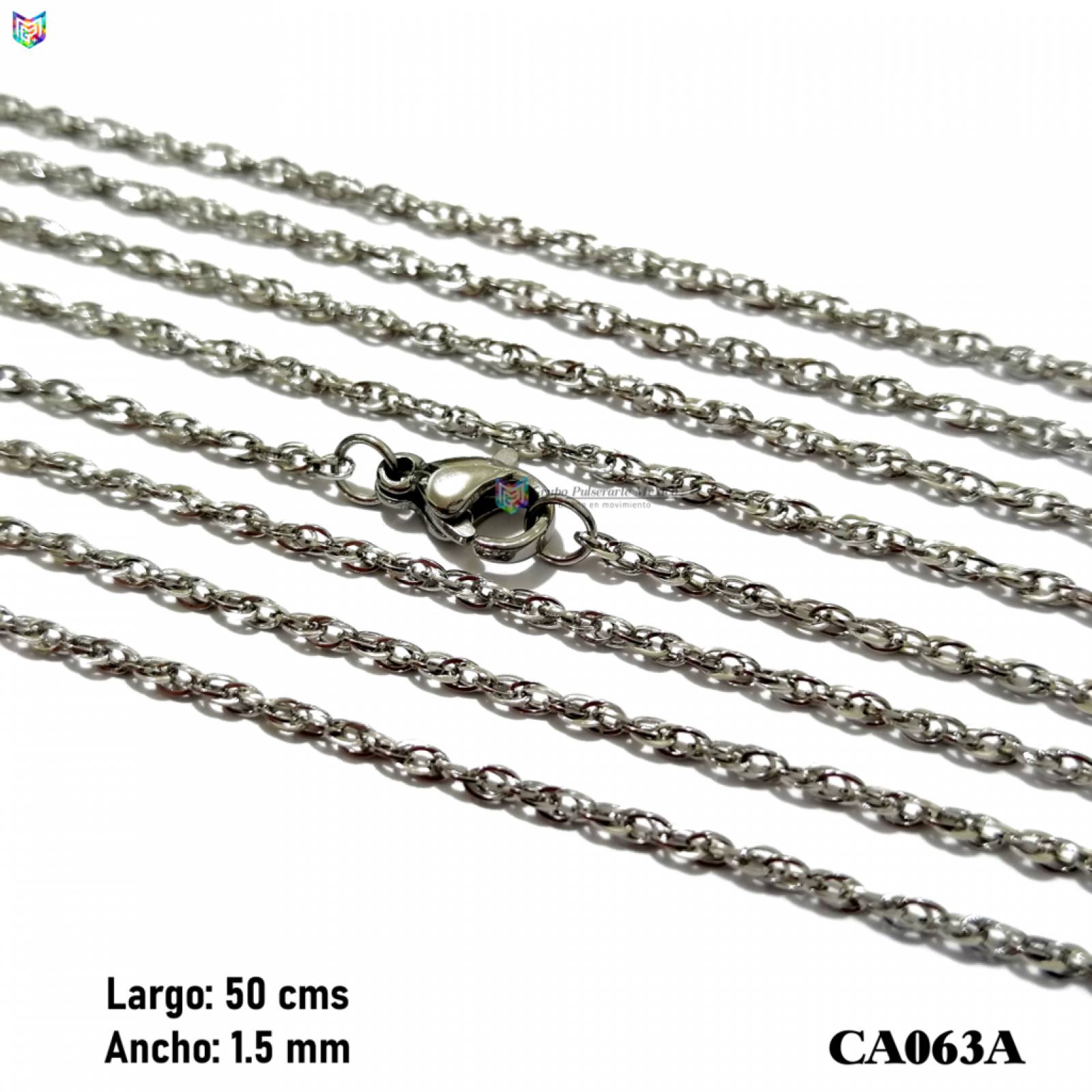 Cadena tipo torzal-2 de 50cms de acero inoxidable plateado