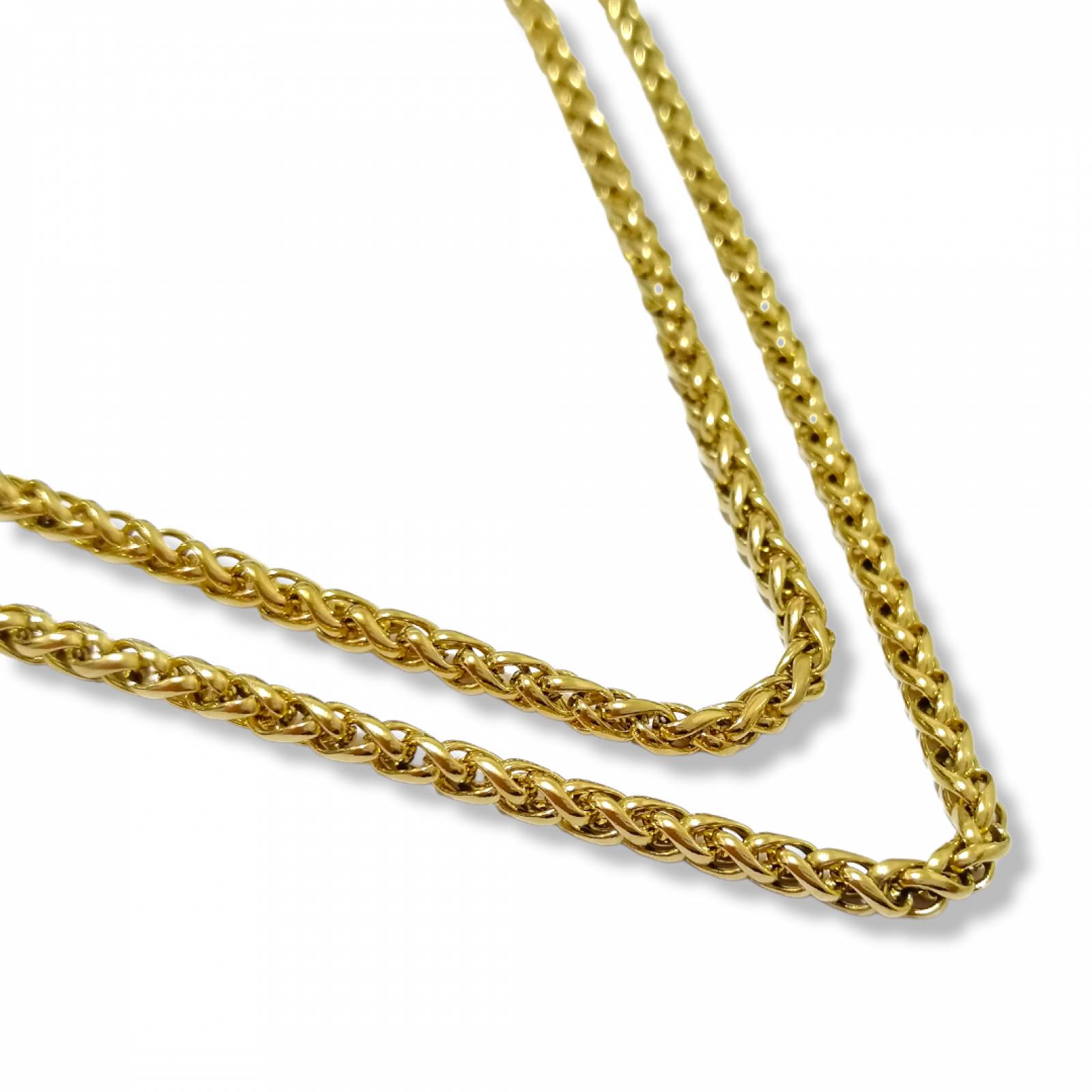 Cadena tejido tubular de 50cms por 3mm de acero inoxidable dorado