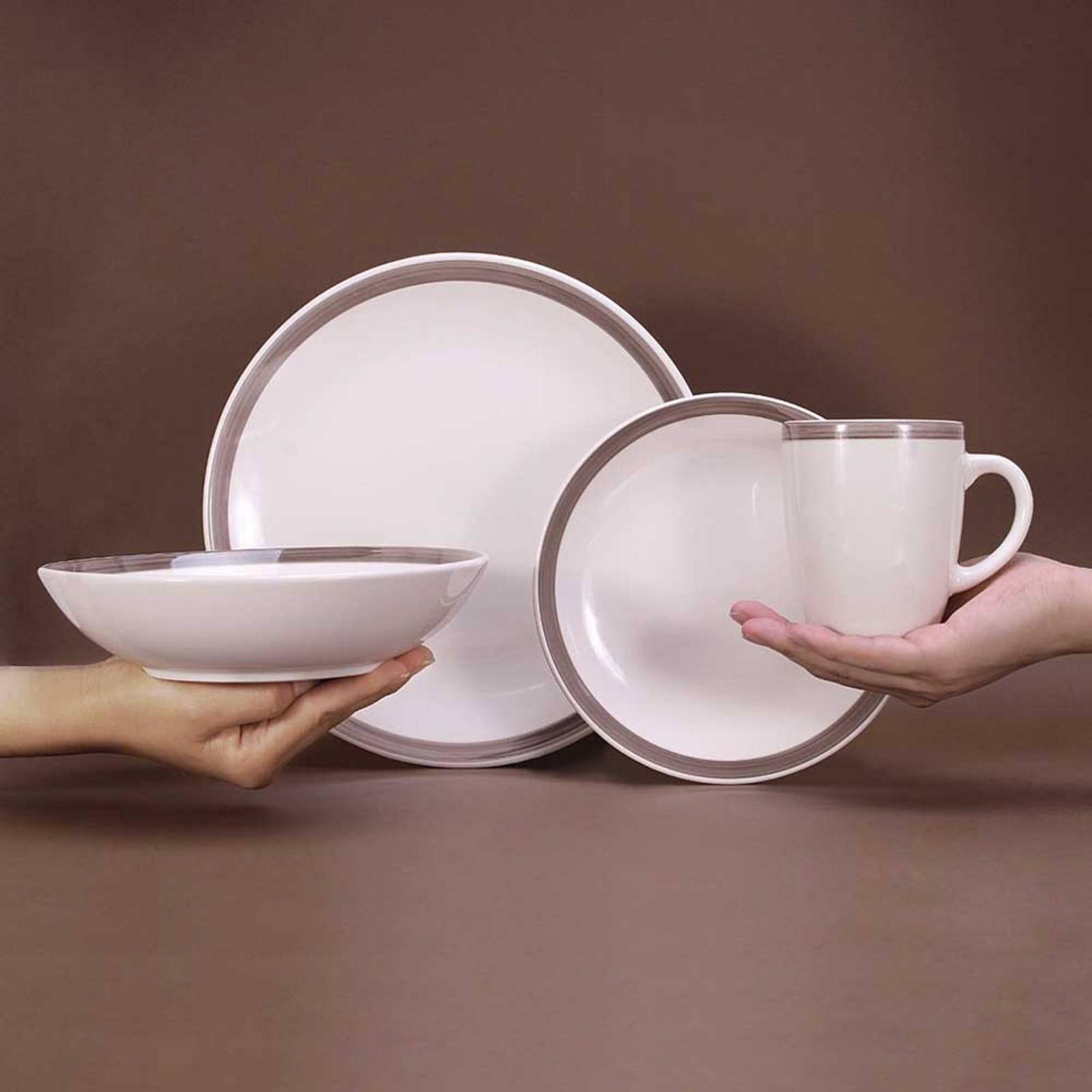 VAJILLA PORCELANA ADALBORJ HUESO 16 PZS Crema 4 Personas, 16 PZS