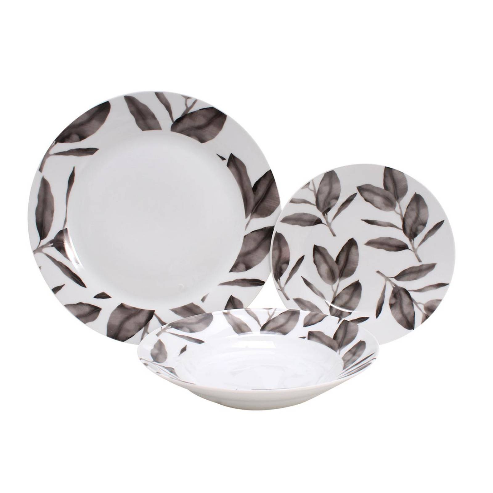 VAJILLA PORCELANA AUDHILD BLANCO/GRIS 16 PZS 4 PERSONAS, 16 PZS