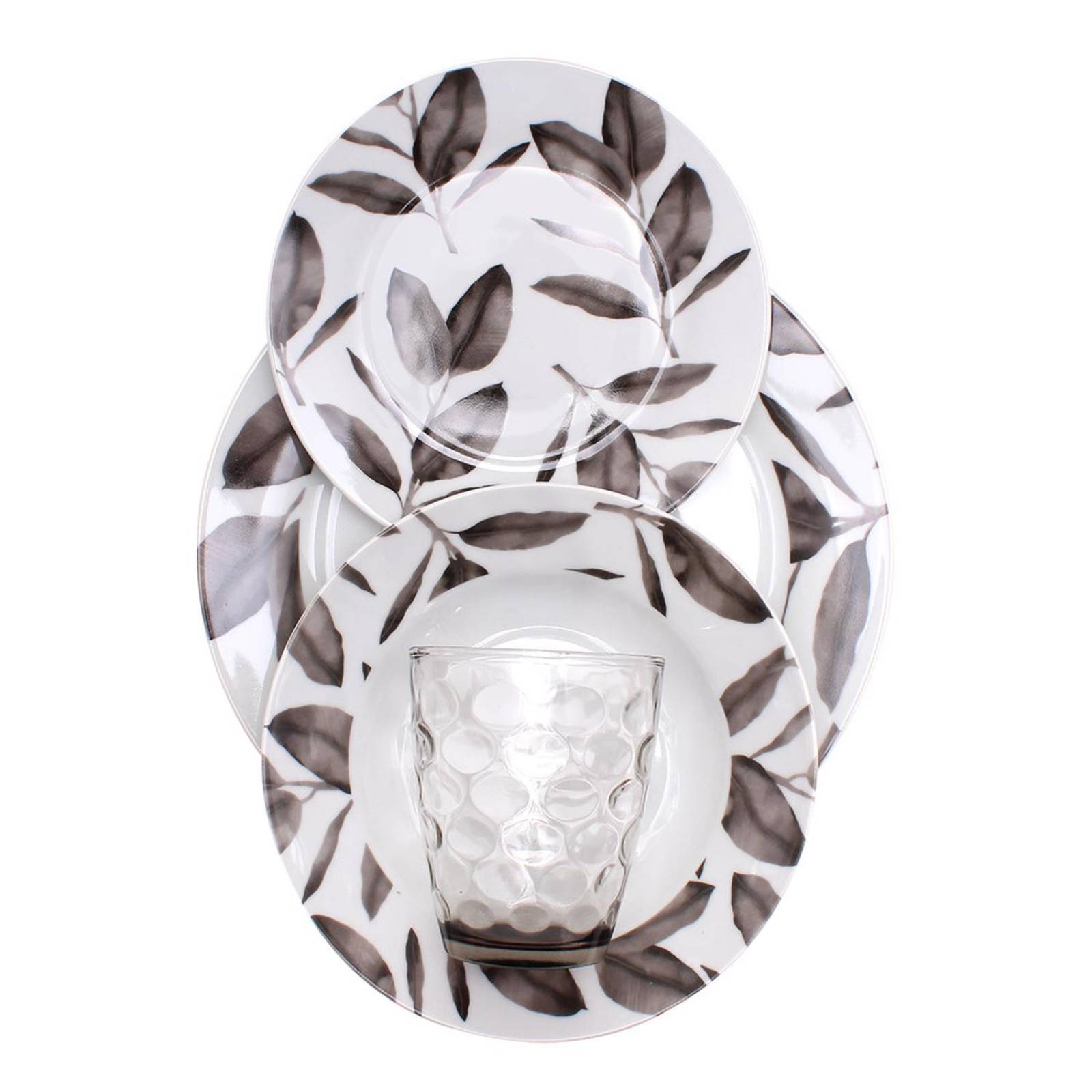 VAJILLA PORCELANA AUDHILD BLANCO/GRIS 16 PZS 4 PERSONAS, 16 PZS