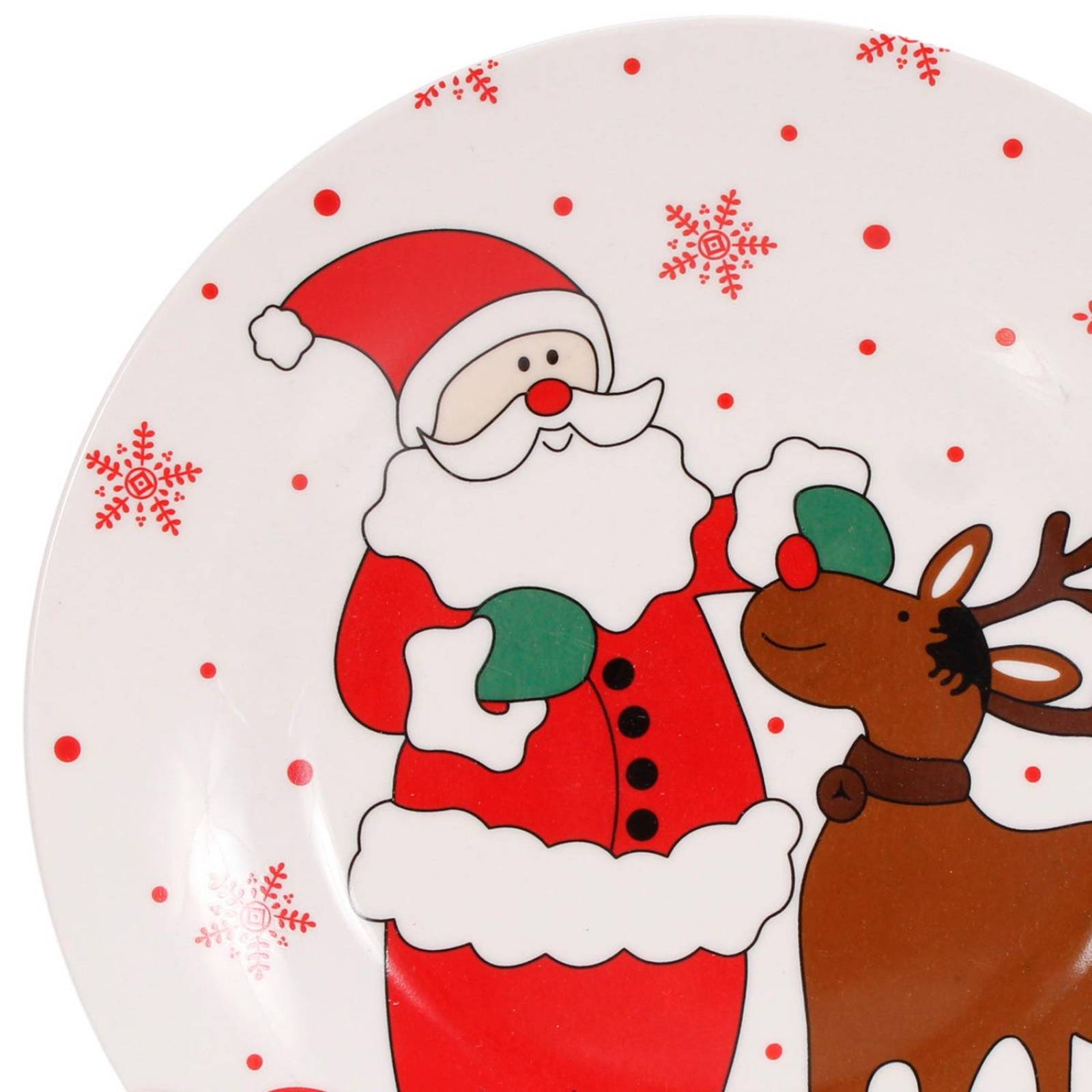 VAJILLA NAVIDAD PORCELANA RUDOLF BLANCO/ROJO/VERDE 16 PZS 