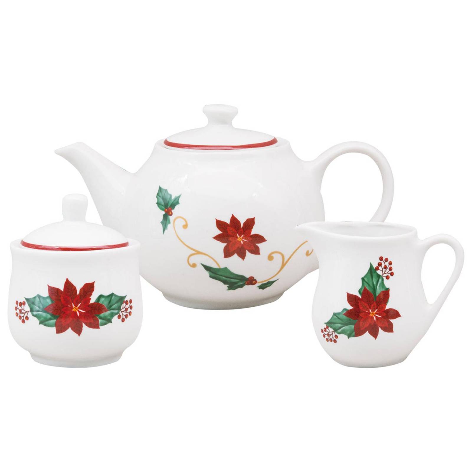 VAJILLA NAVIDAD PORCELANA NOCHE BUENA BLANCO/ROJO/VERDE 21 PZS