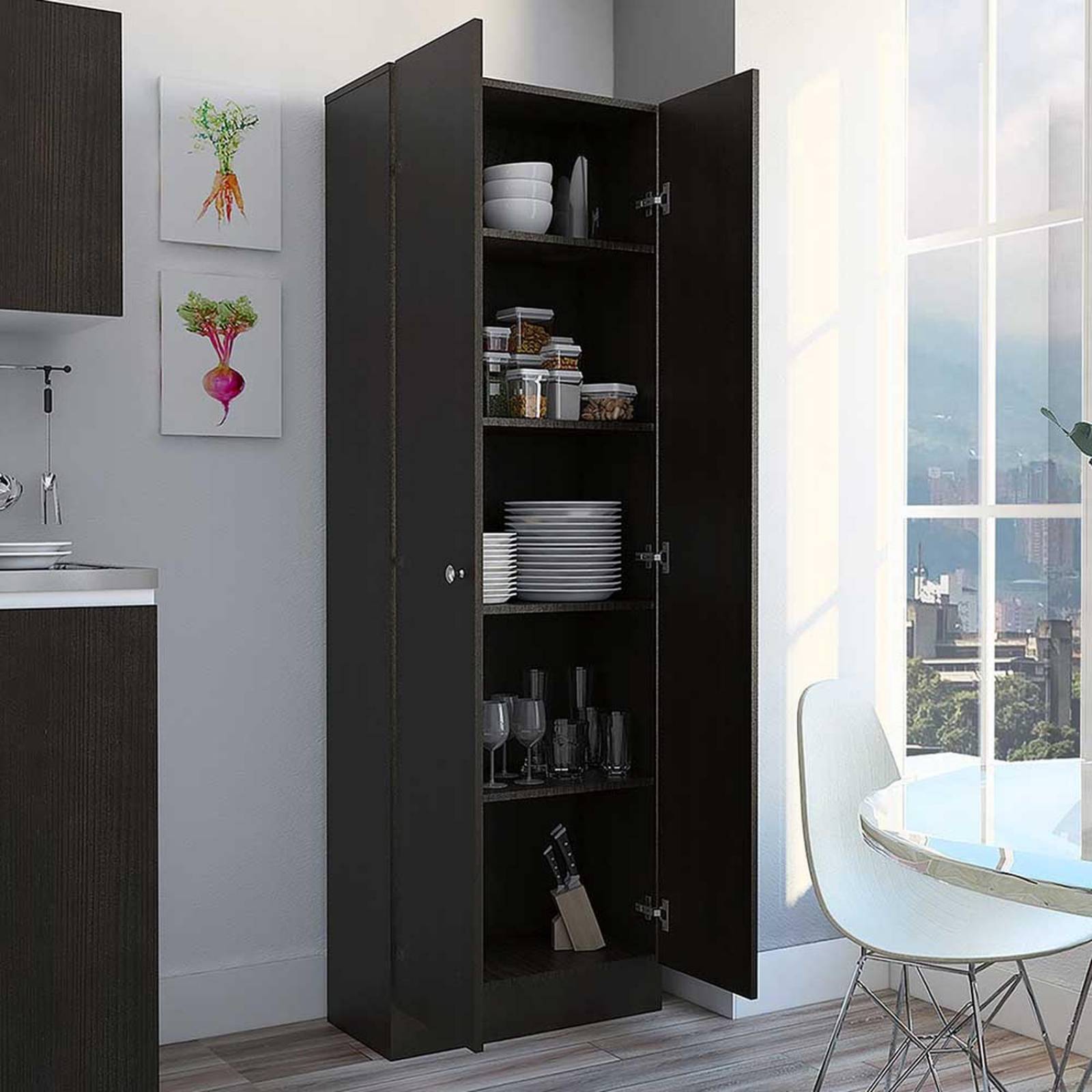 ALACENA COCINA RICKER CHOCOLATE 60X30.2X180CM Melamina