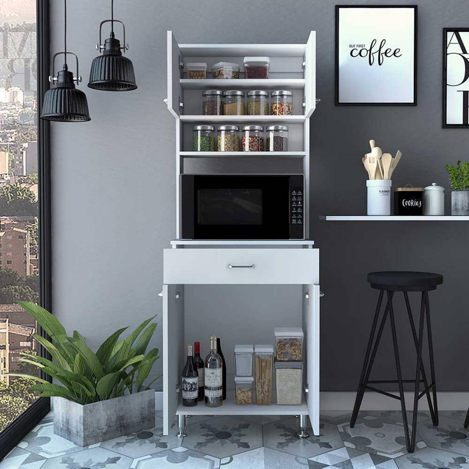 ALACENA COCINA KNUT BLANCA 60 60X35X169CM Blanco Melamina