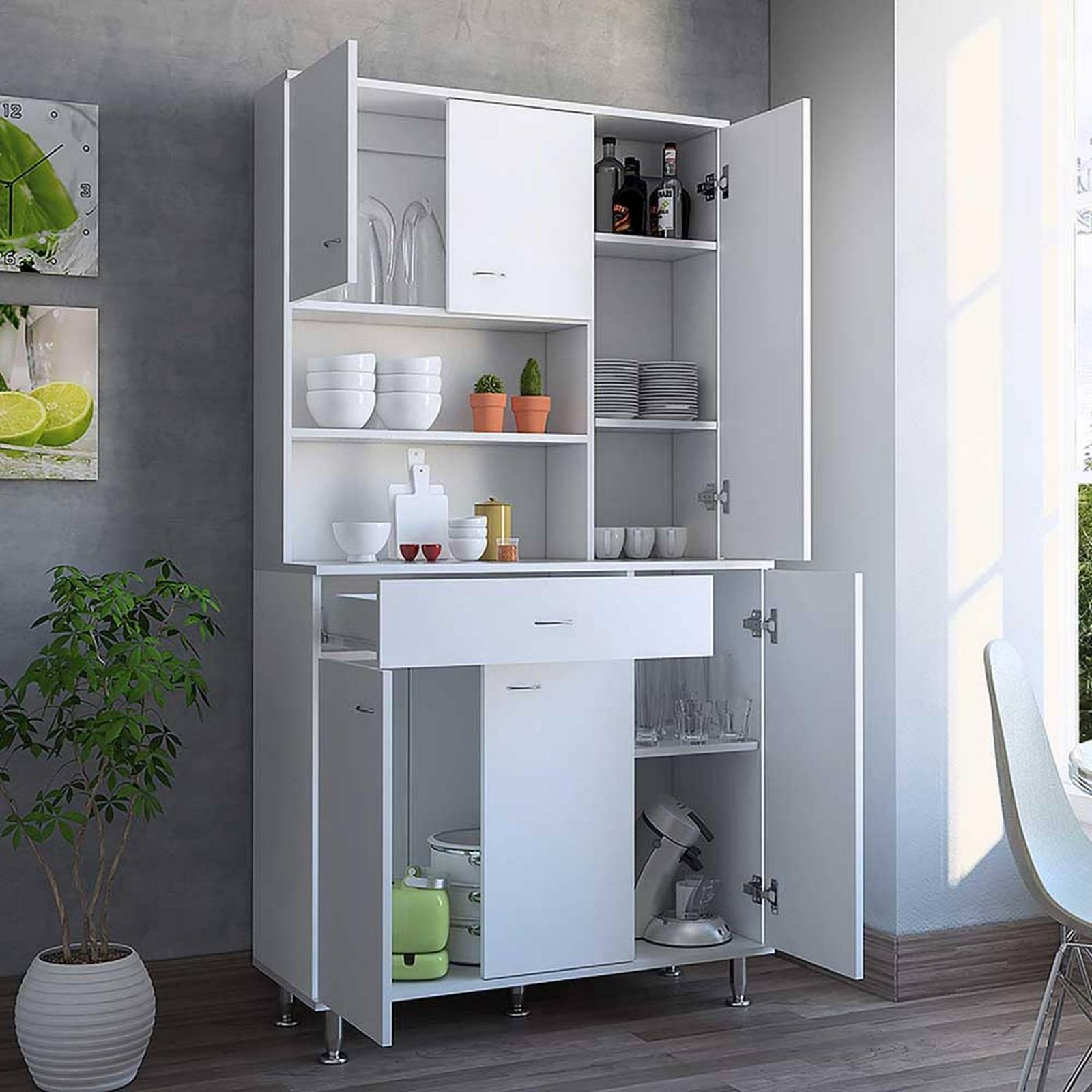 ALACENA COCINA KNUT BLANCA 90 90X35X169CM Blanco Melamina