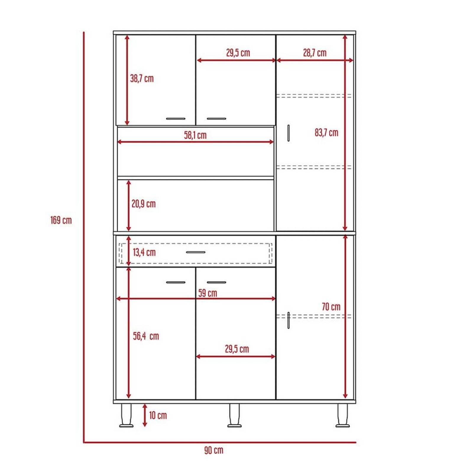 ALACENA COCINA KNUT BLANCA 90 90X35X169CM Blanco Melamina