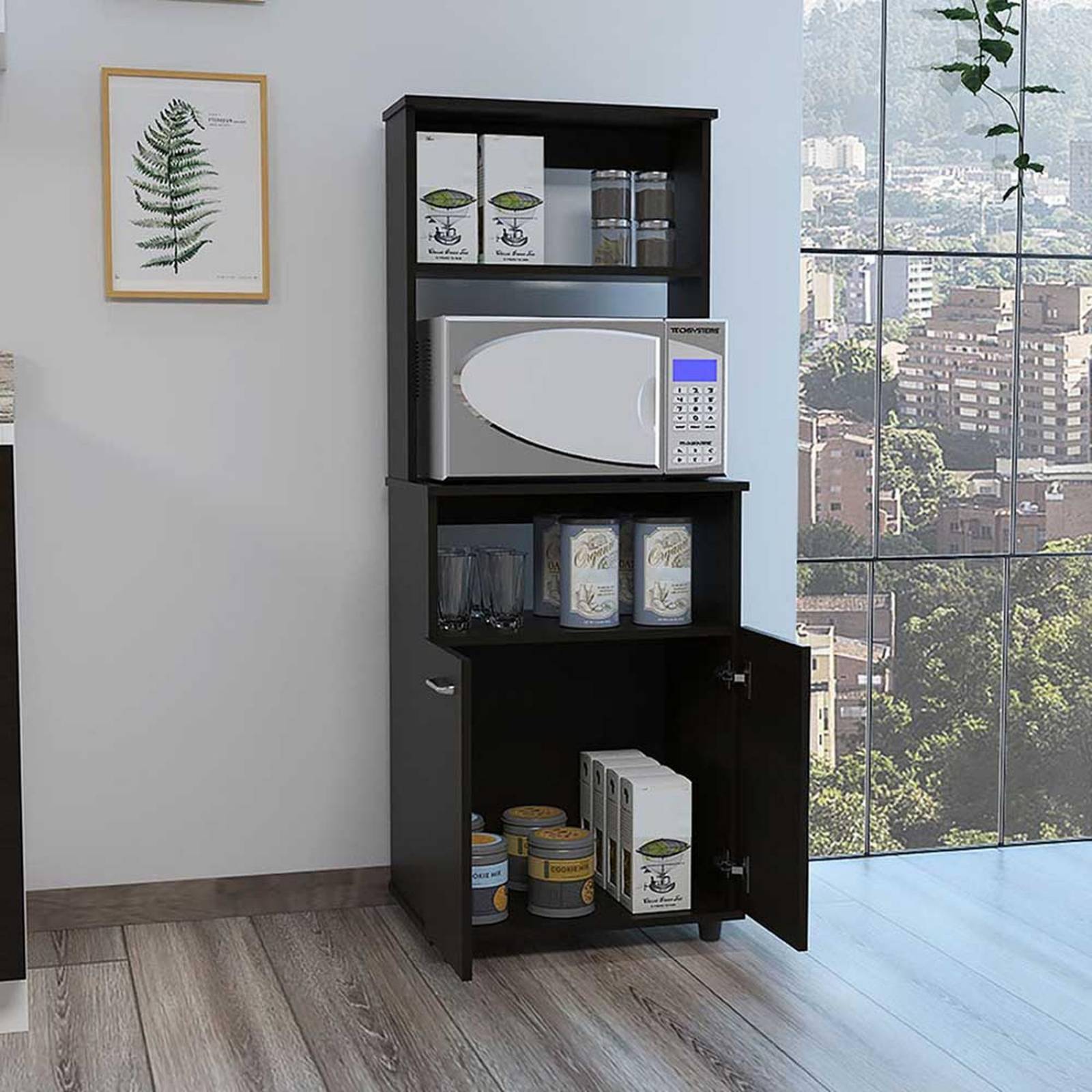 ALACENA COCINA MAGLOR CHOCOLATE 54X35.3X140CM Melamina