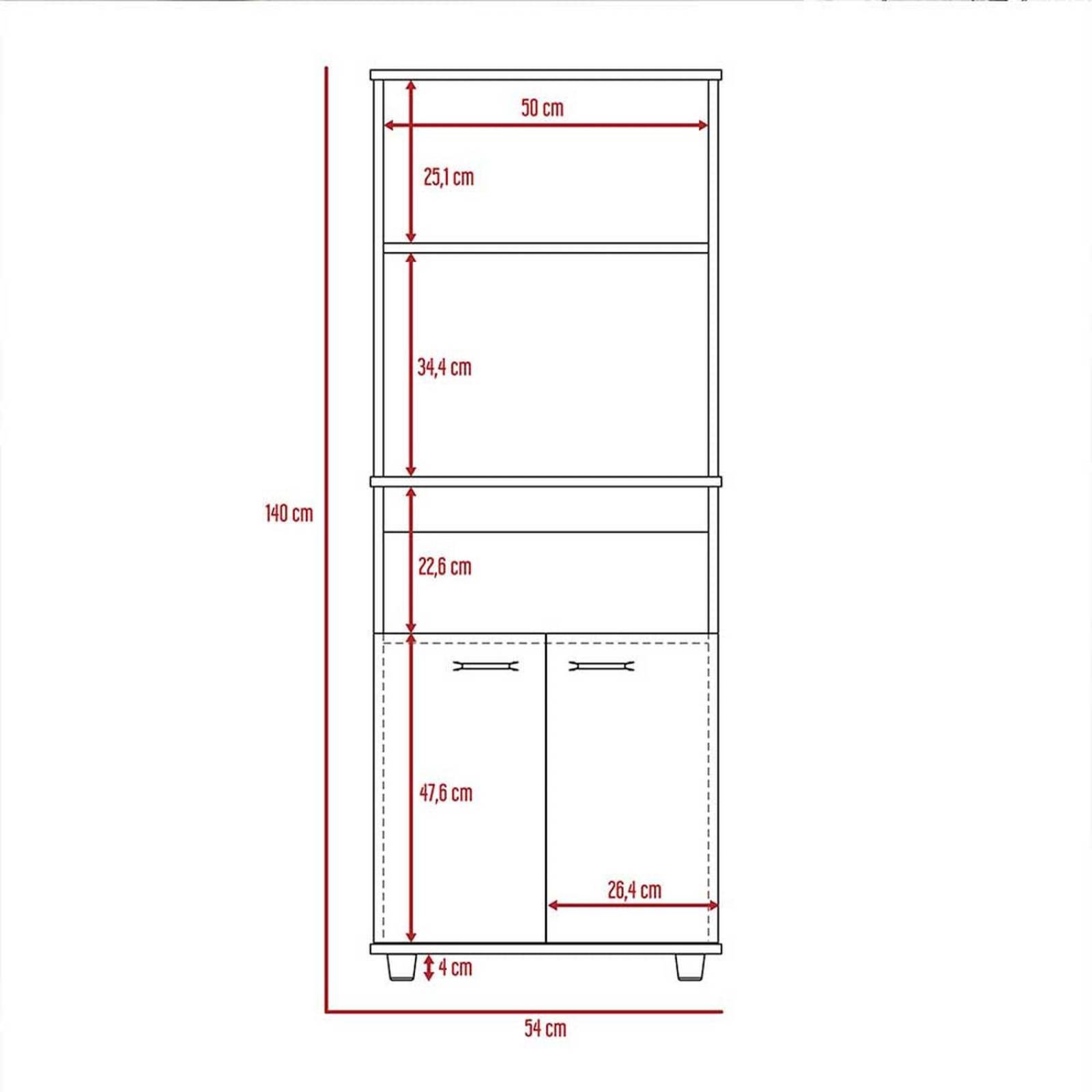 ALACENA COCINA MAGLOR CHOCOLATE 54X35.3X140CM Melamina