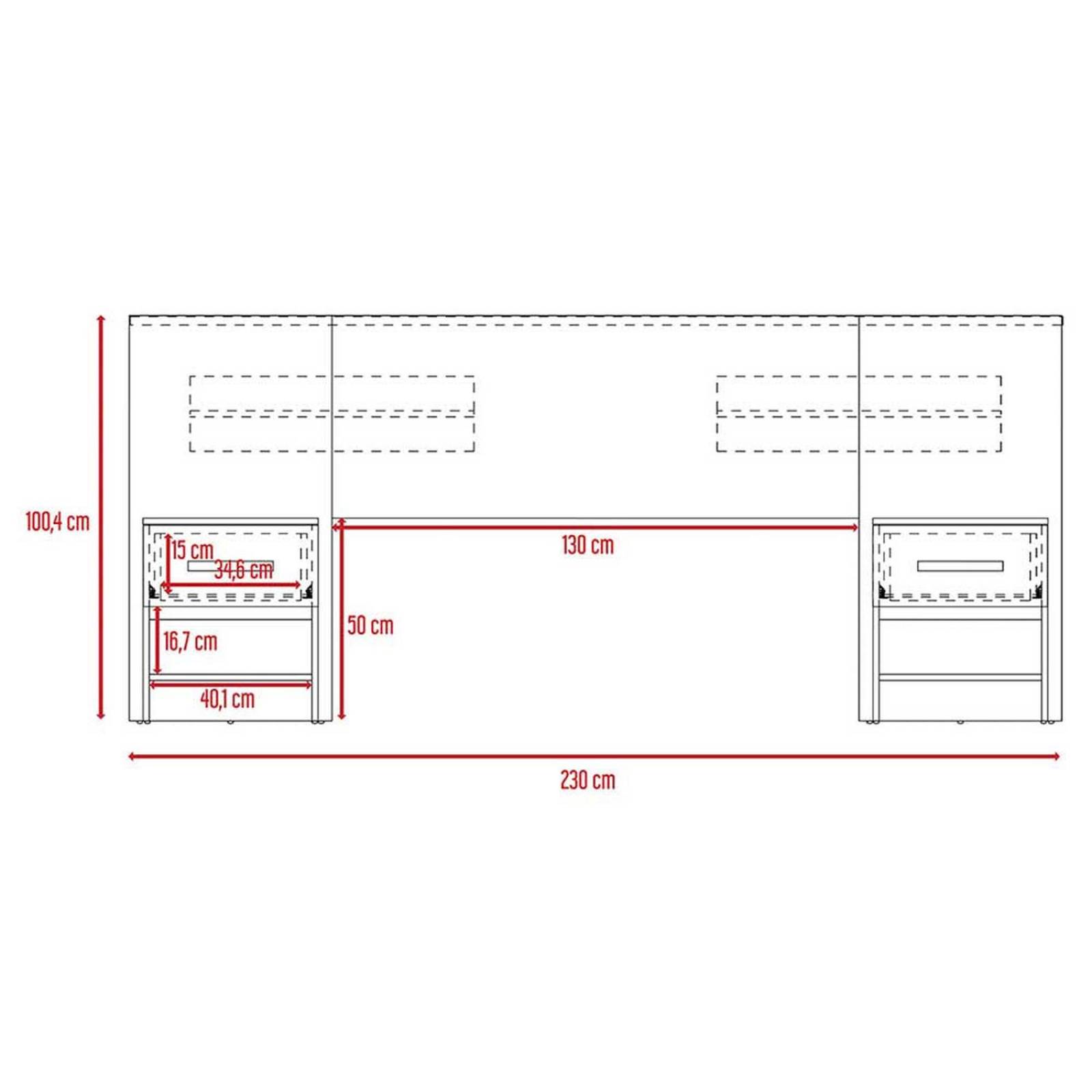 CABECERA AQUILES HABANO MAT 230X42.4X100.4CM Melamina Café