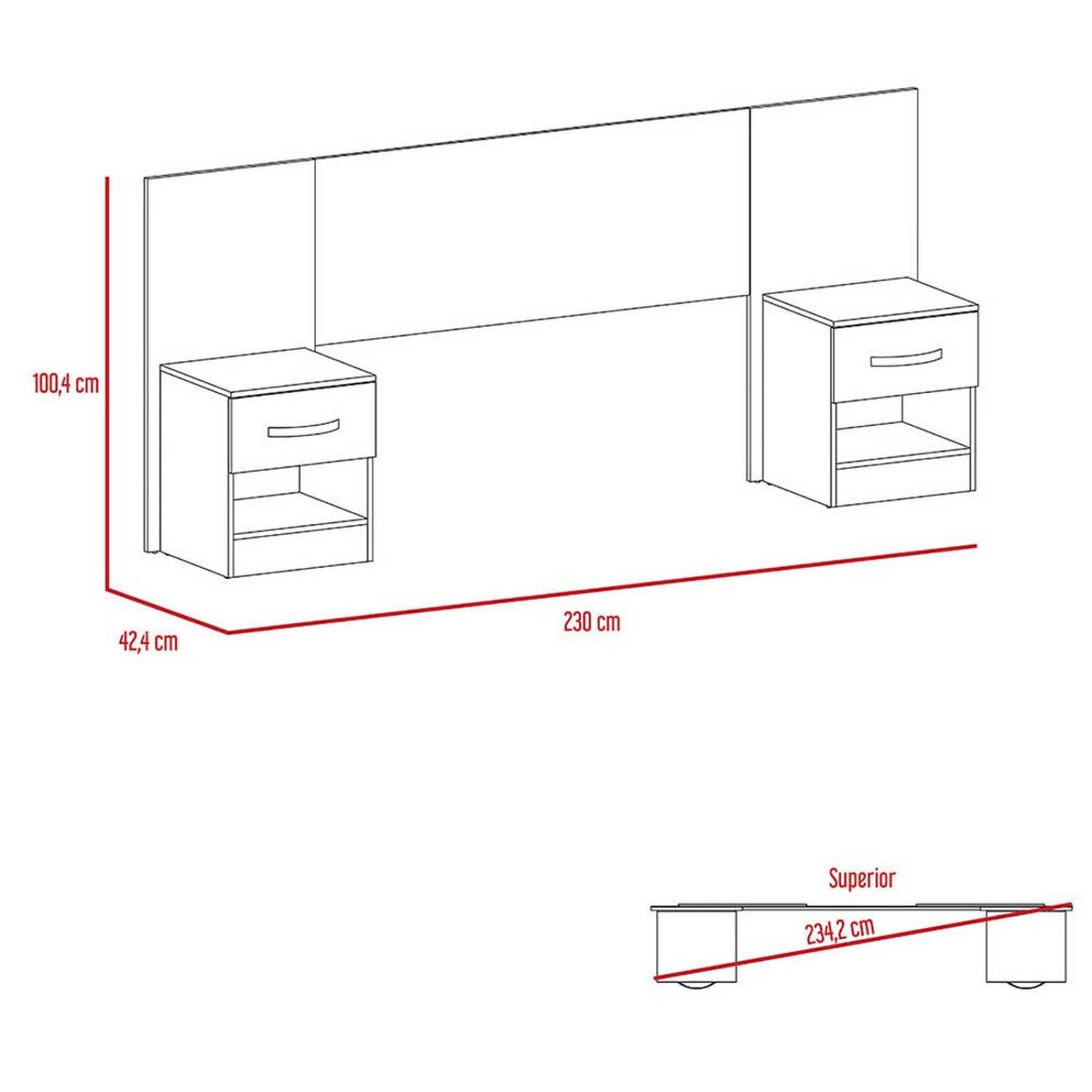 CABECERA AQUILES HABANO MAT 230X42.4X100.4CM Melamina Café