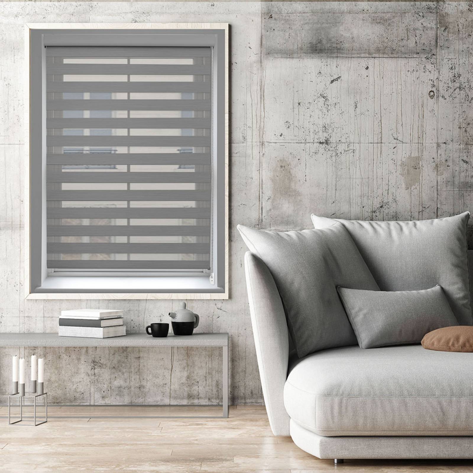 PERSIANA PREMIUM ENROLLABLE DUO BLACKOUT FULL CASSETTE 120X220 CM GRIS