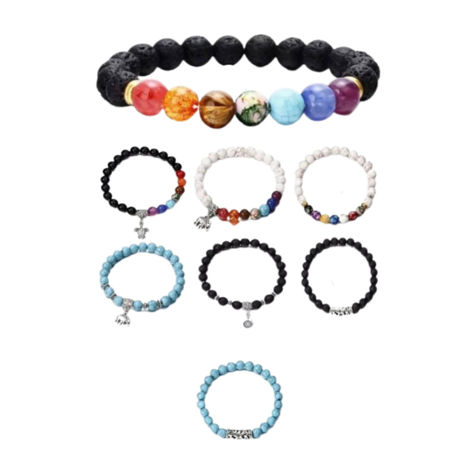 10 Pcs Surtido Mayoreo Pulsera Cuentas 7 Chakras Yoga